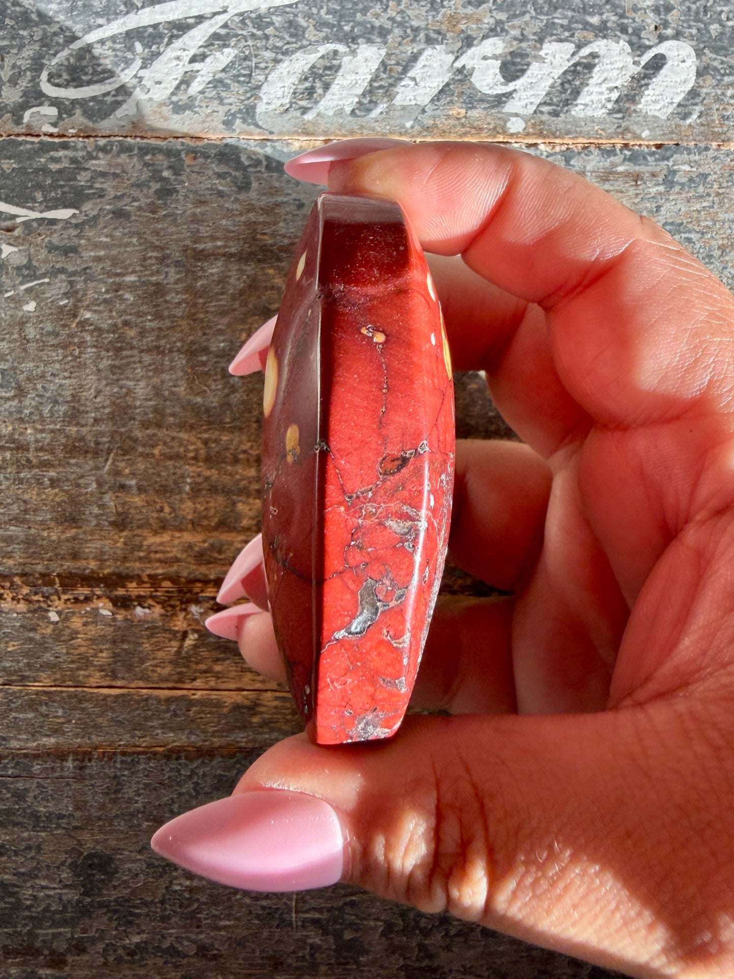 Gorgeous Mookaite Palm Stone from Australia | Opt Q