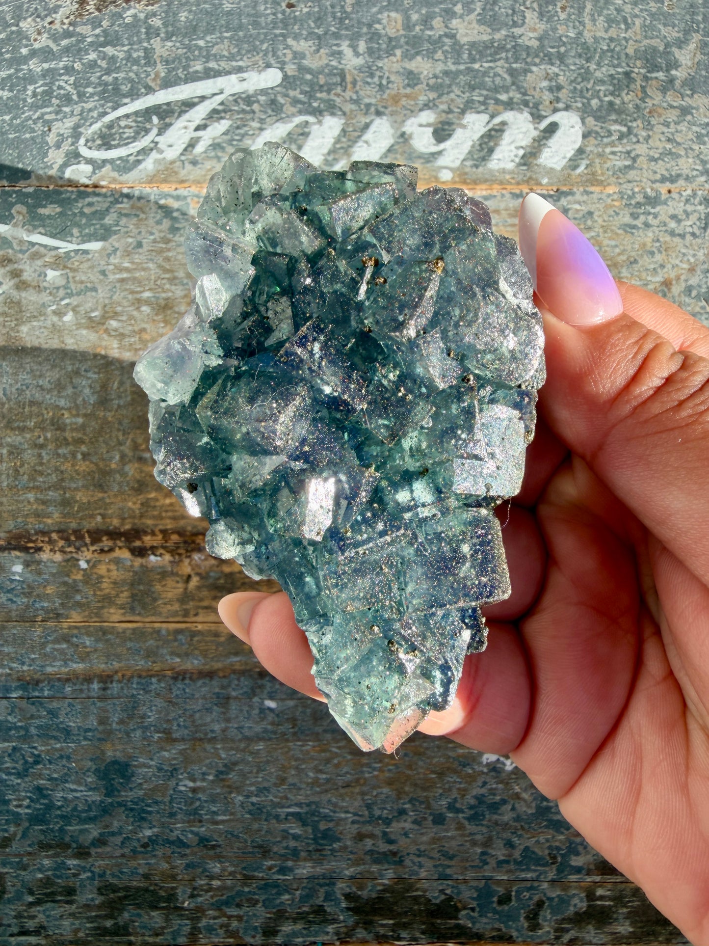 Gorgeous Cubic Dark Blue/Purple Fluorite Specimen coated in Pyrite | Opt 73