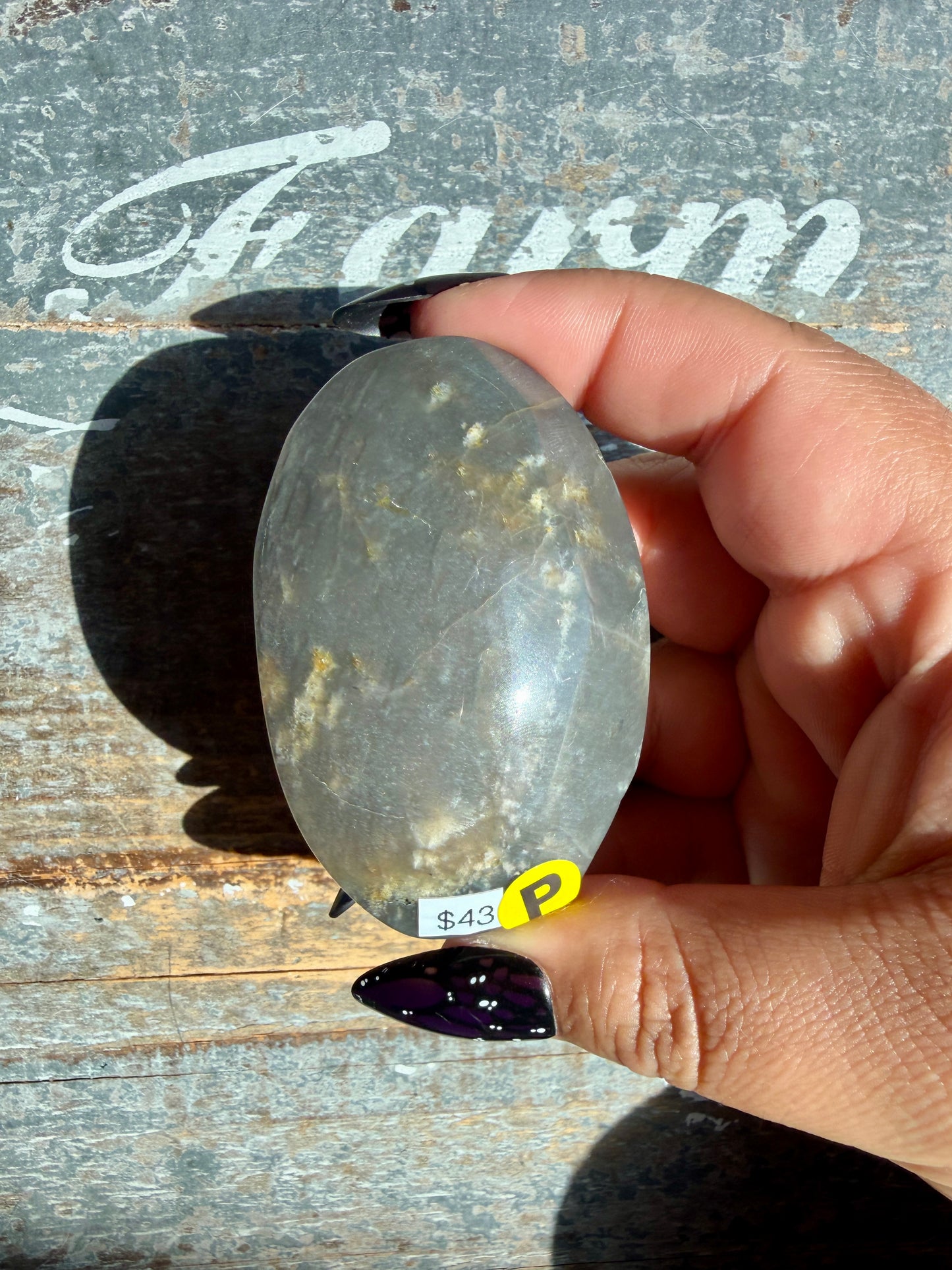 Gorgeous Black Moonstone Palm Stone from Madagascar | Opt P