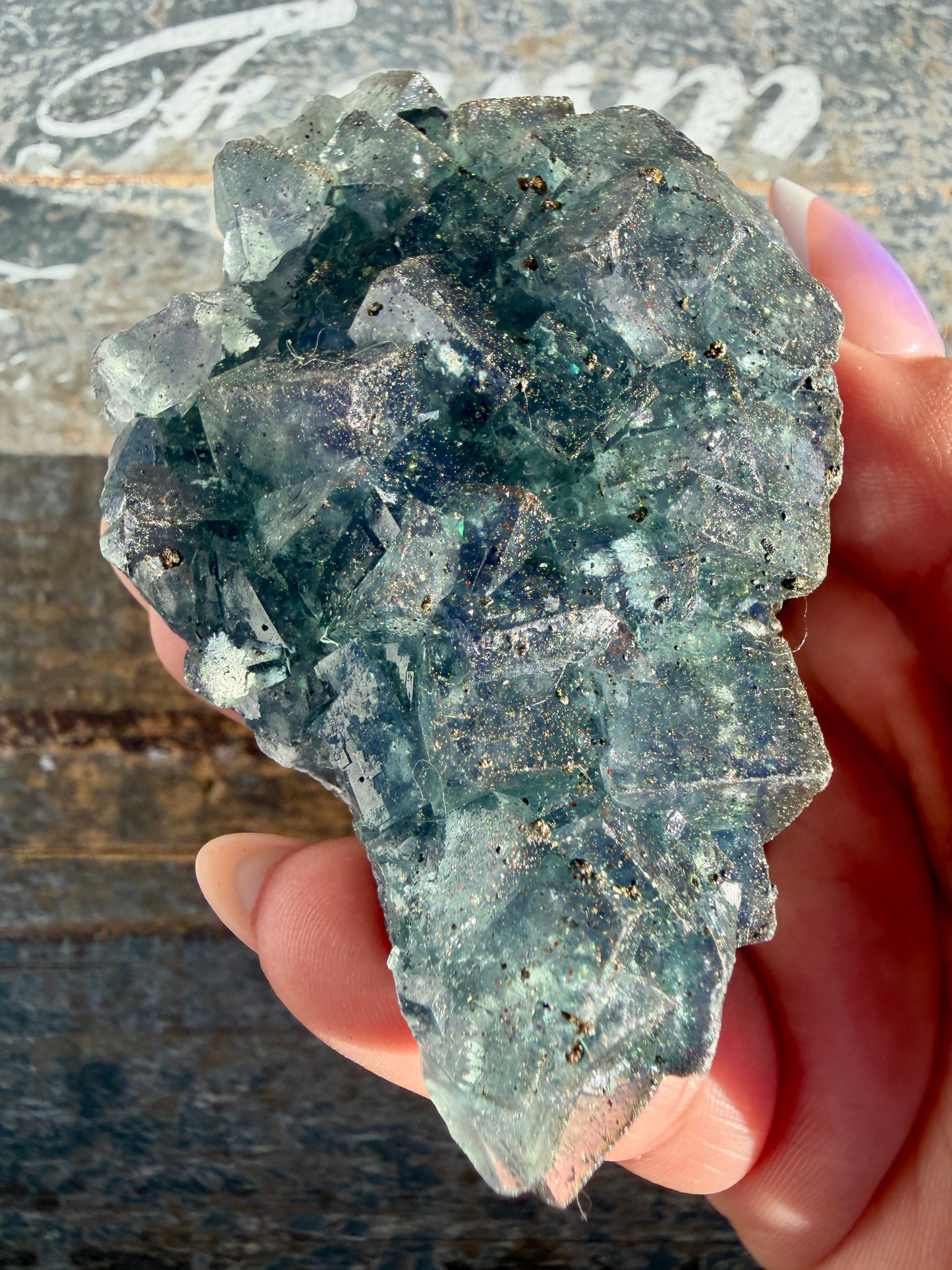 Gorgeous Cubic Dark Blue/Purple Fluorite Specimen coated in Pyrite | Opt 73