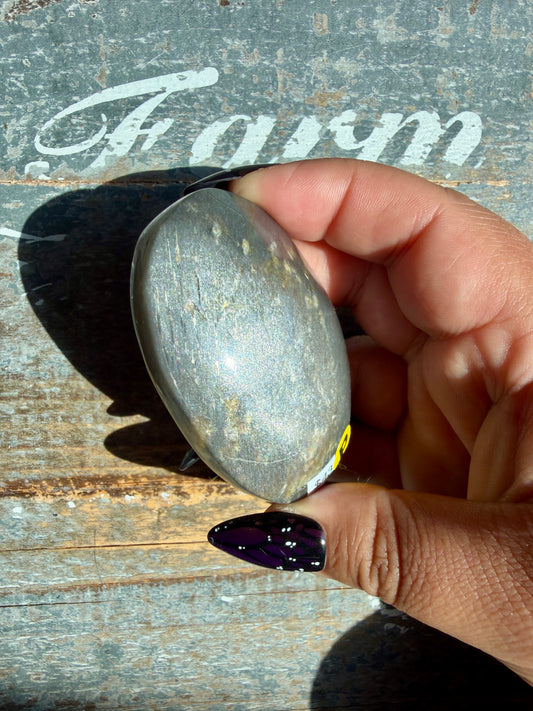 Gorgeous Black Moonstone Palm Stone from Madagascar | Opt P