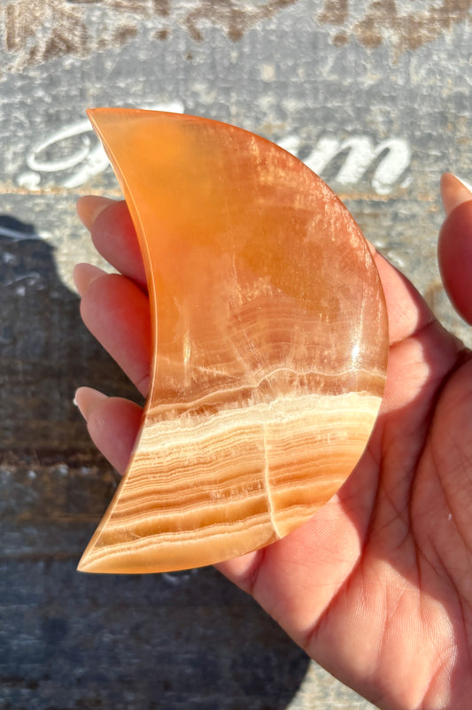 Honey Calcite Moon | Opt W