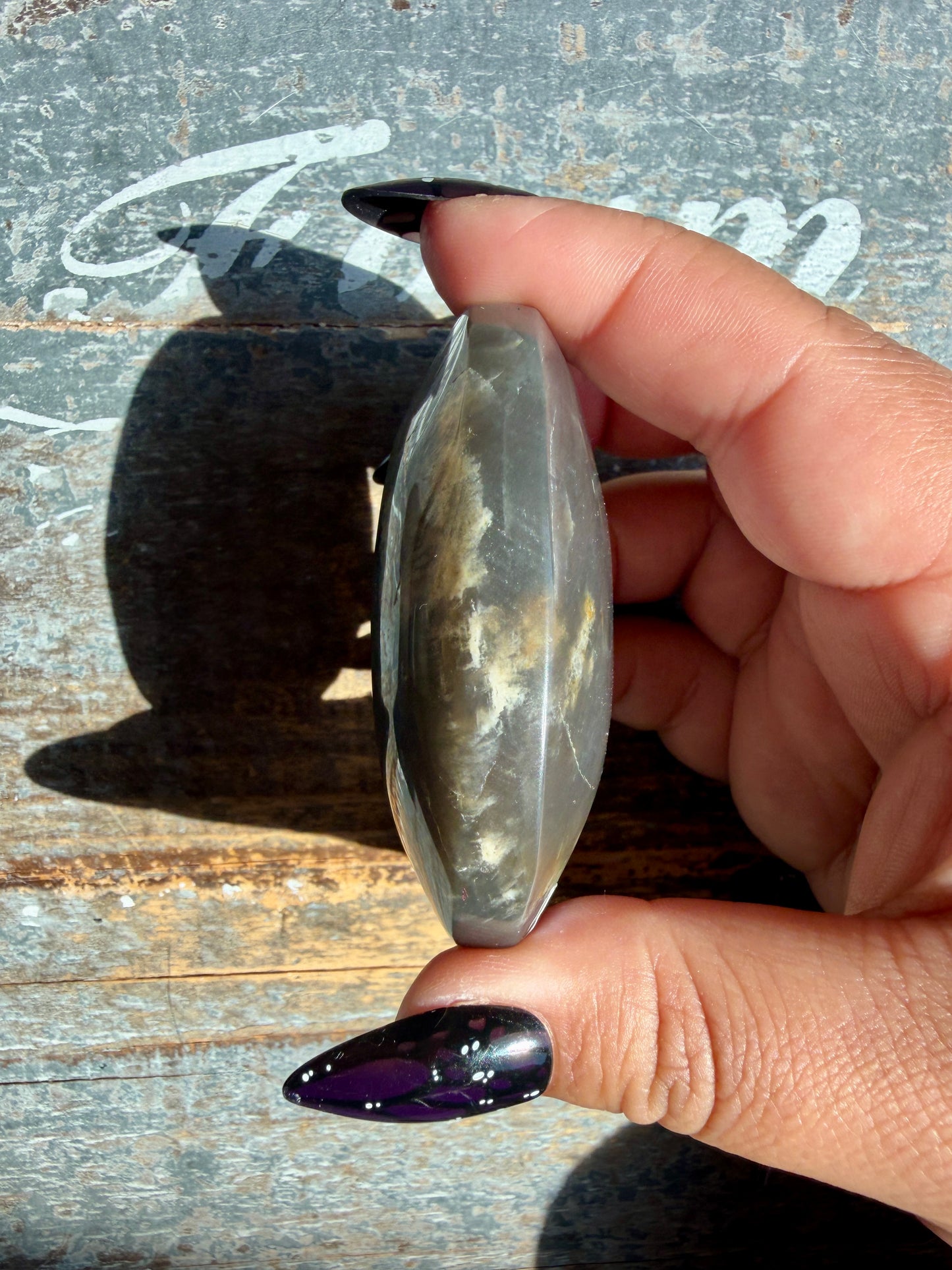 Gorgeous Black Moonstone Palm Stone from Madagascar | Opt P