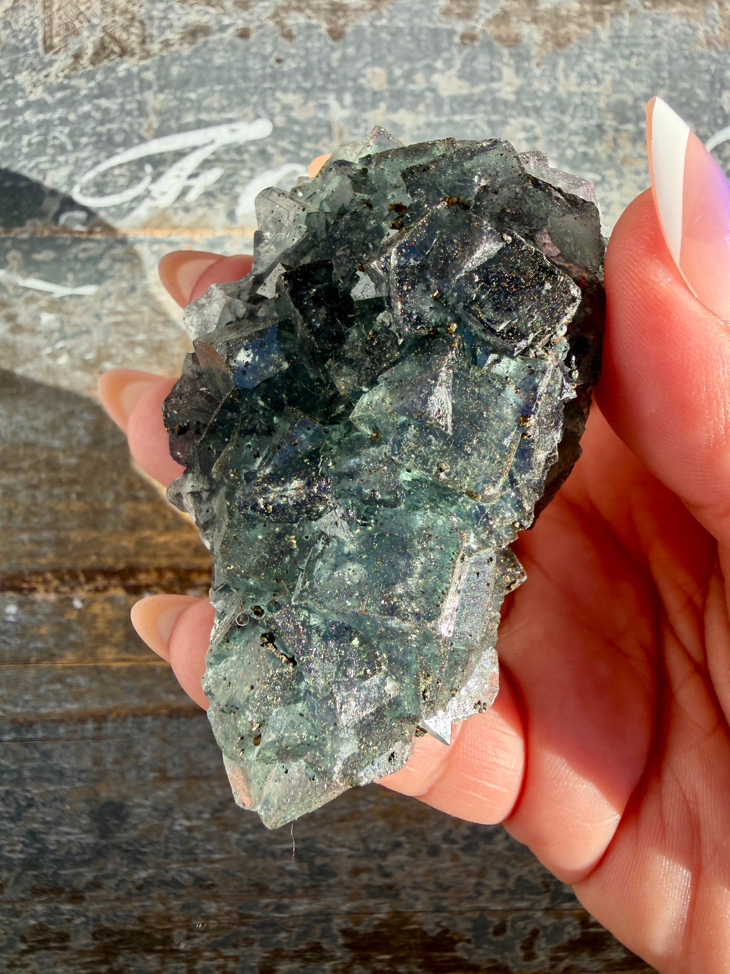 Gorgeous Cubic Dark Blue/Purple Fluorite Specimen coated in Pyrite | Opt 73
