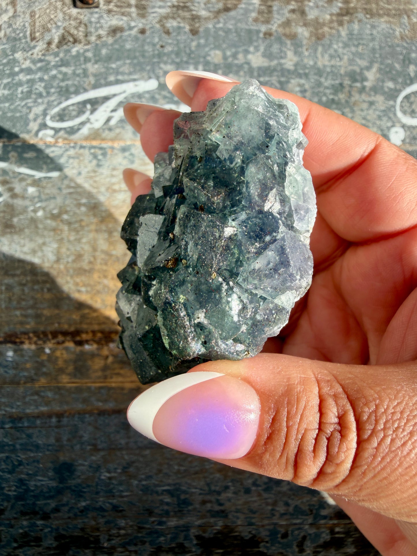 Gorgeous Cubic Dark Blue/Purple Fluorite Specimen coated in Pyrite | Opt 73