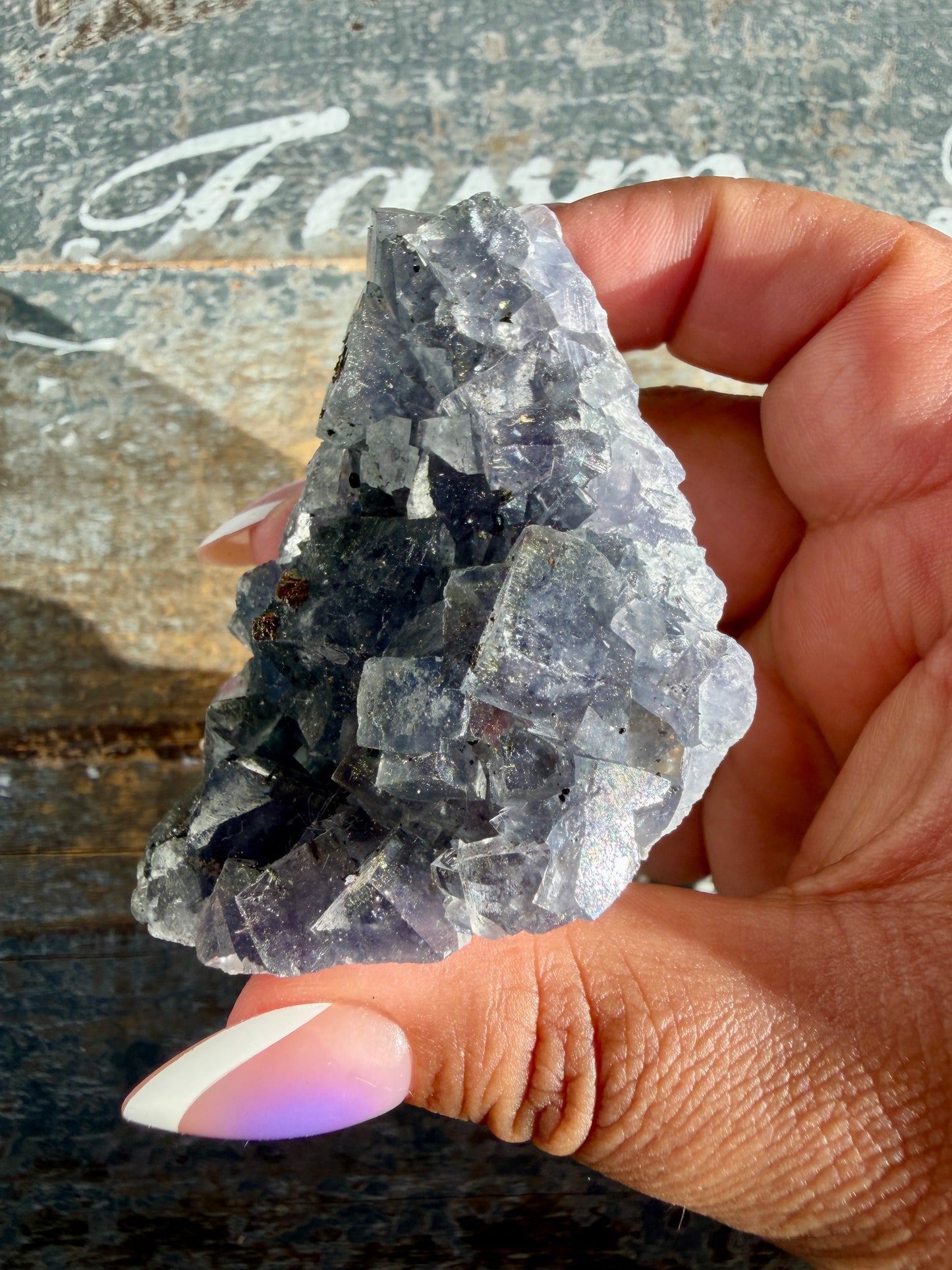 Gorgeous Cubic Dark Blue/Purple Fluorite Specimen coated in Pyrite | Opt 66