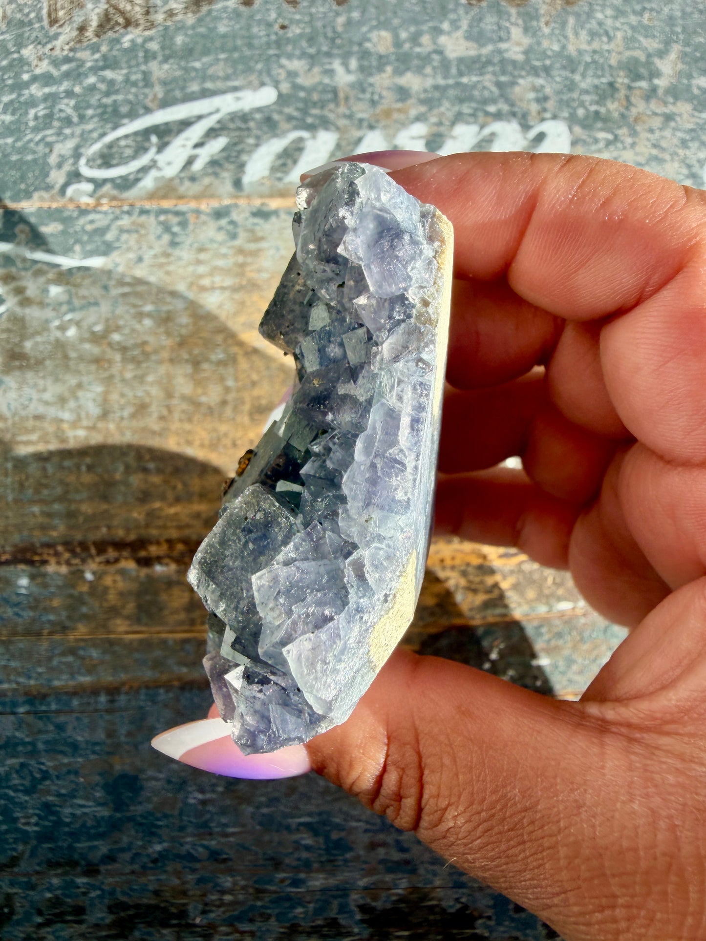 Gorgeous Cubic Dark Blue/Purple Fluorite Specimen coated in Pyrite | Opt 66