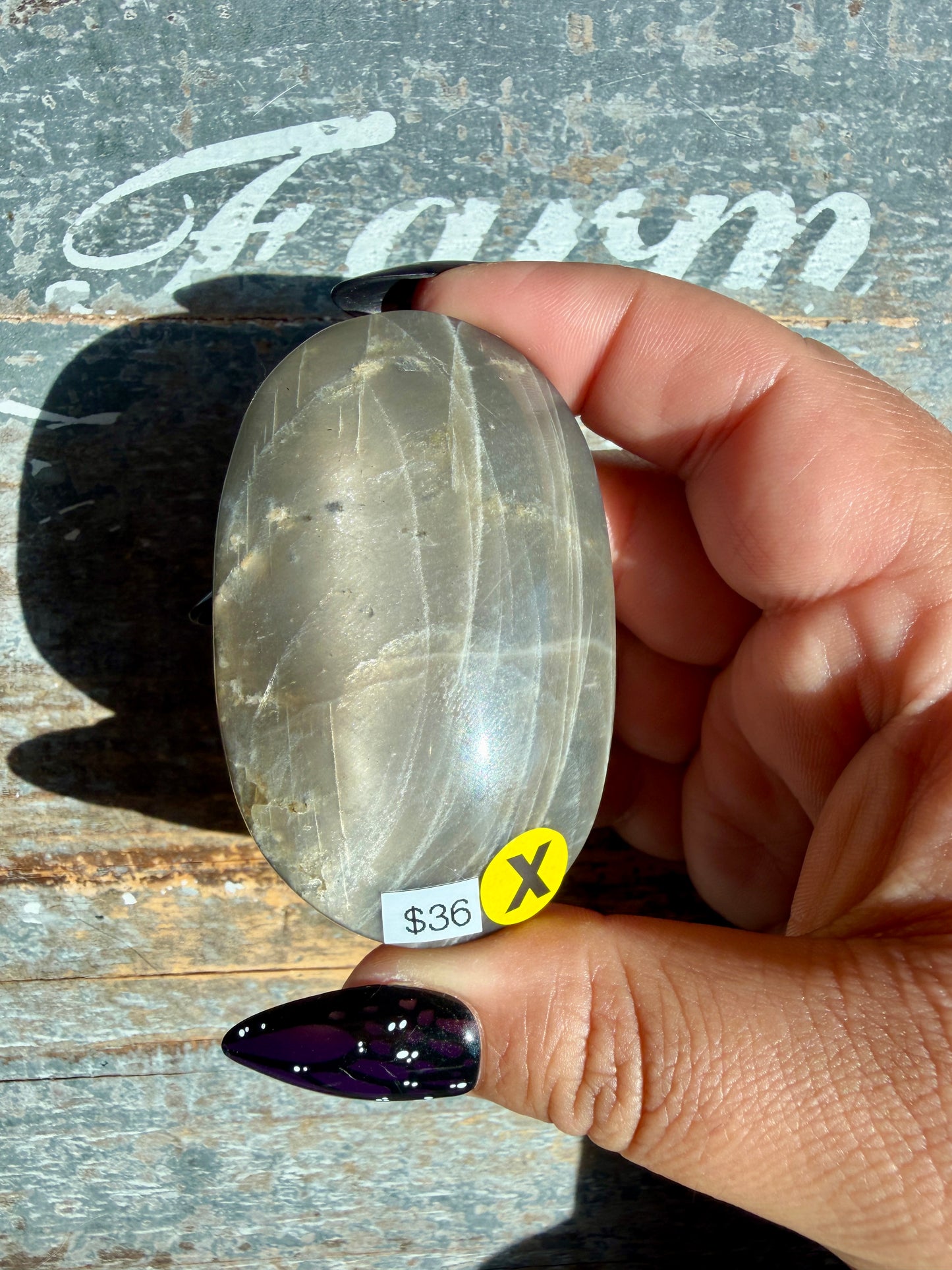 Gorgeous Black Moonstone Palm Stone from Madagascar | Opt X