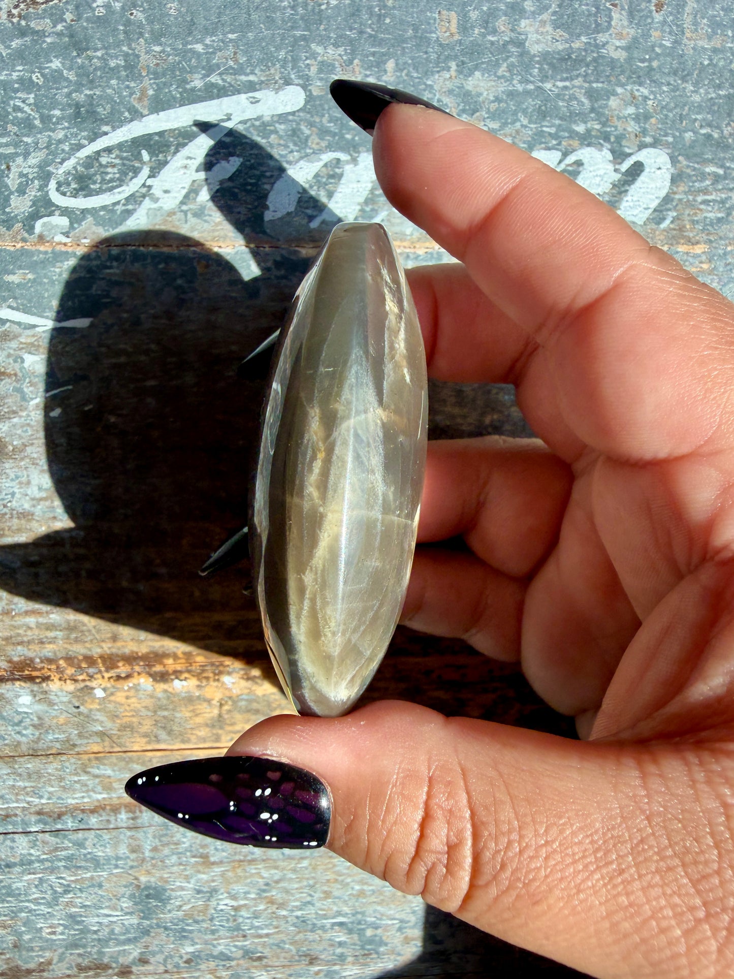 Gorgeous Black Moonstone Palm Stone from Madagascar | Opt X