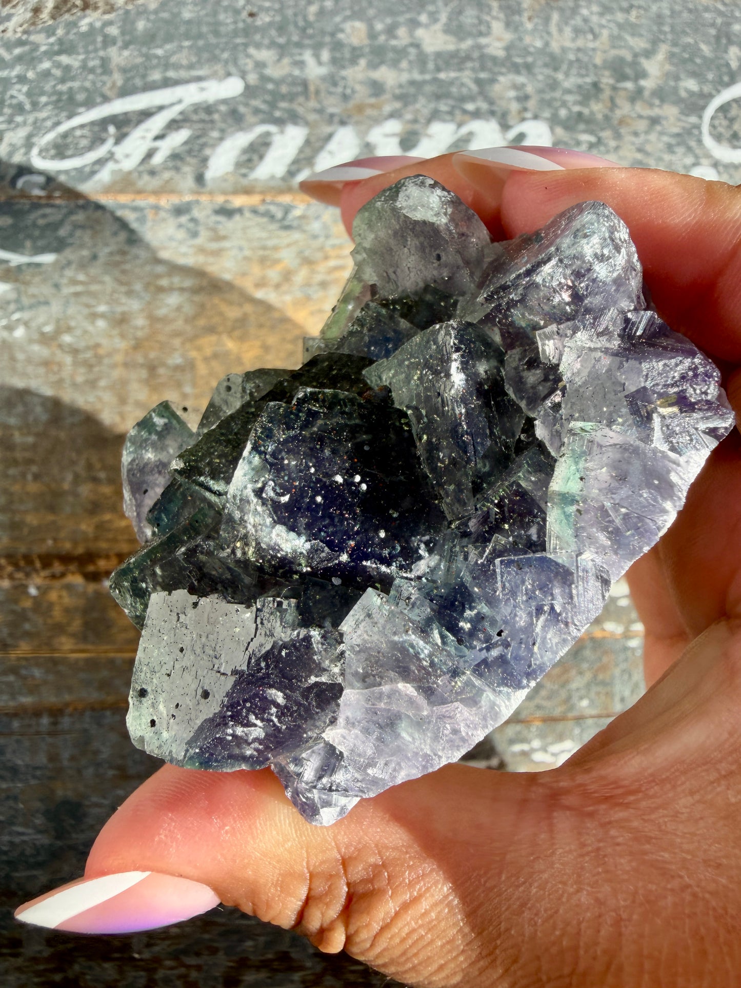 Gorgeous Cubic Dark Blue/Purple Fluorite Specimen coated in Pyrite | Opt 74