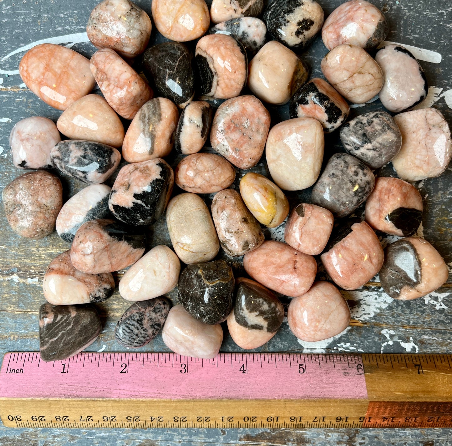 One (1) Gorgeous Pink Zebra Jasper Tumble