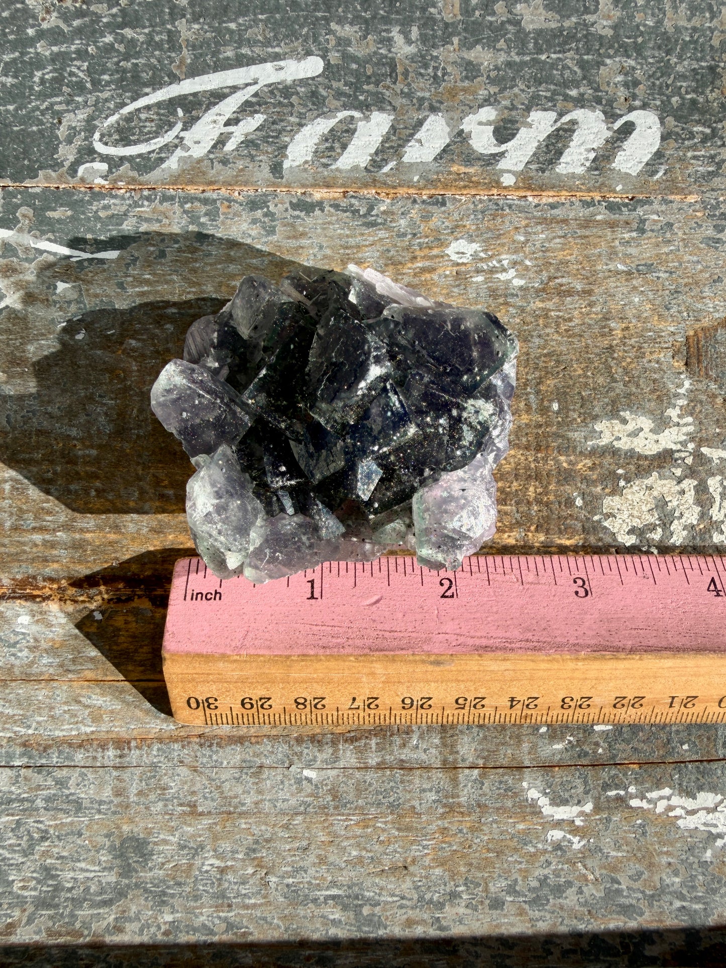 Gorgeous Cubic Dark Blue/Purple Fluorite Specimen coated in Pyrite | Opt 74
