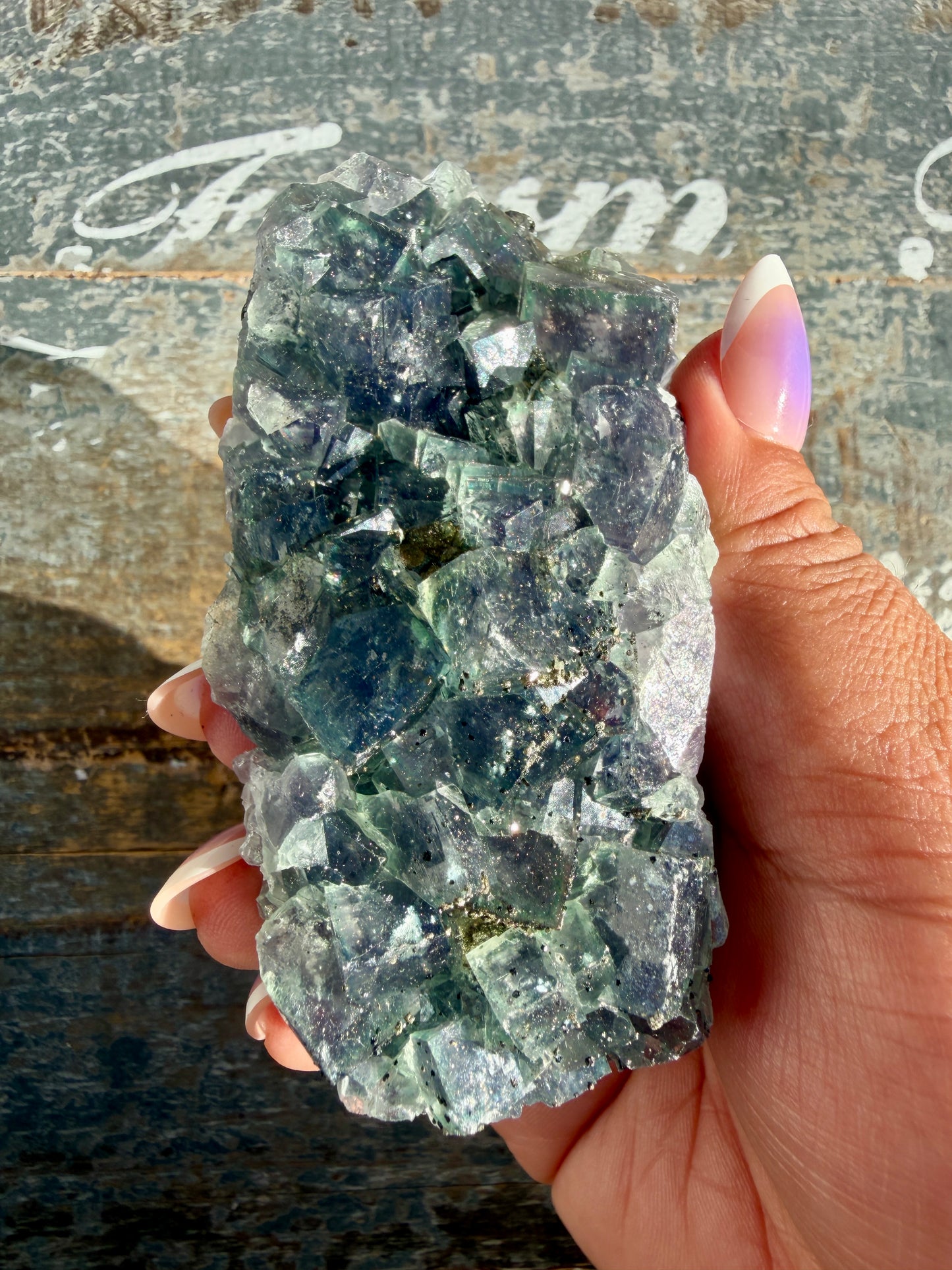 Gorgeous Cubic Dark Blue/Purple Fluorite Specimen coated in Pyrite | Opt 65