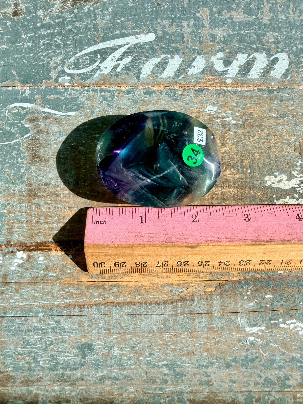 Gorgeous High Quality Rainbow Fluorite Palm Stone | China | Opt 34