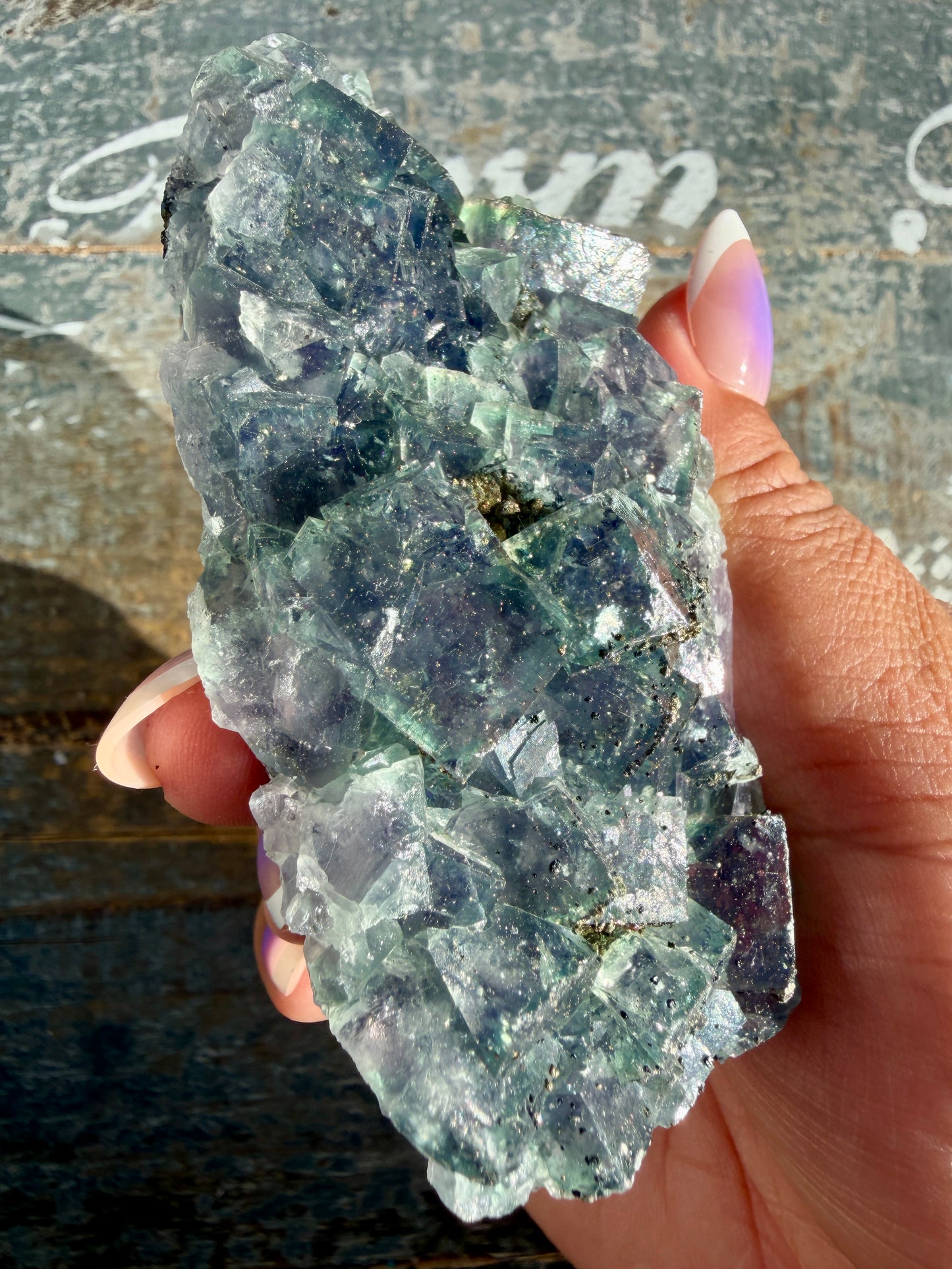Gorgeous Cubic Dark Blue/Purple Fluorite Specimen coated in Pyrite | Opt 65
