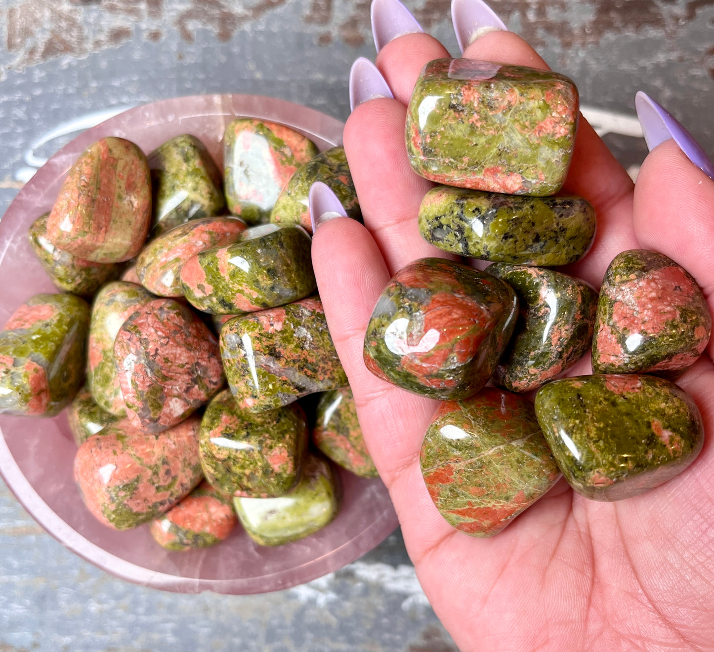 One (1) Gorgeous Unakite Tumble