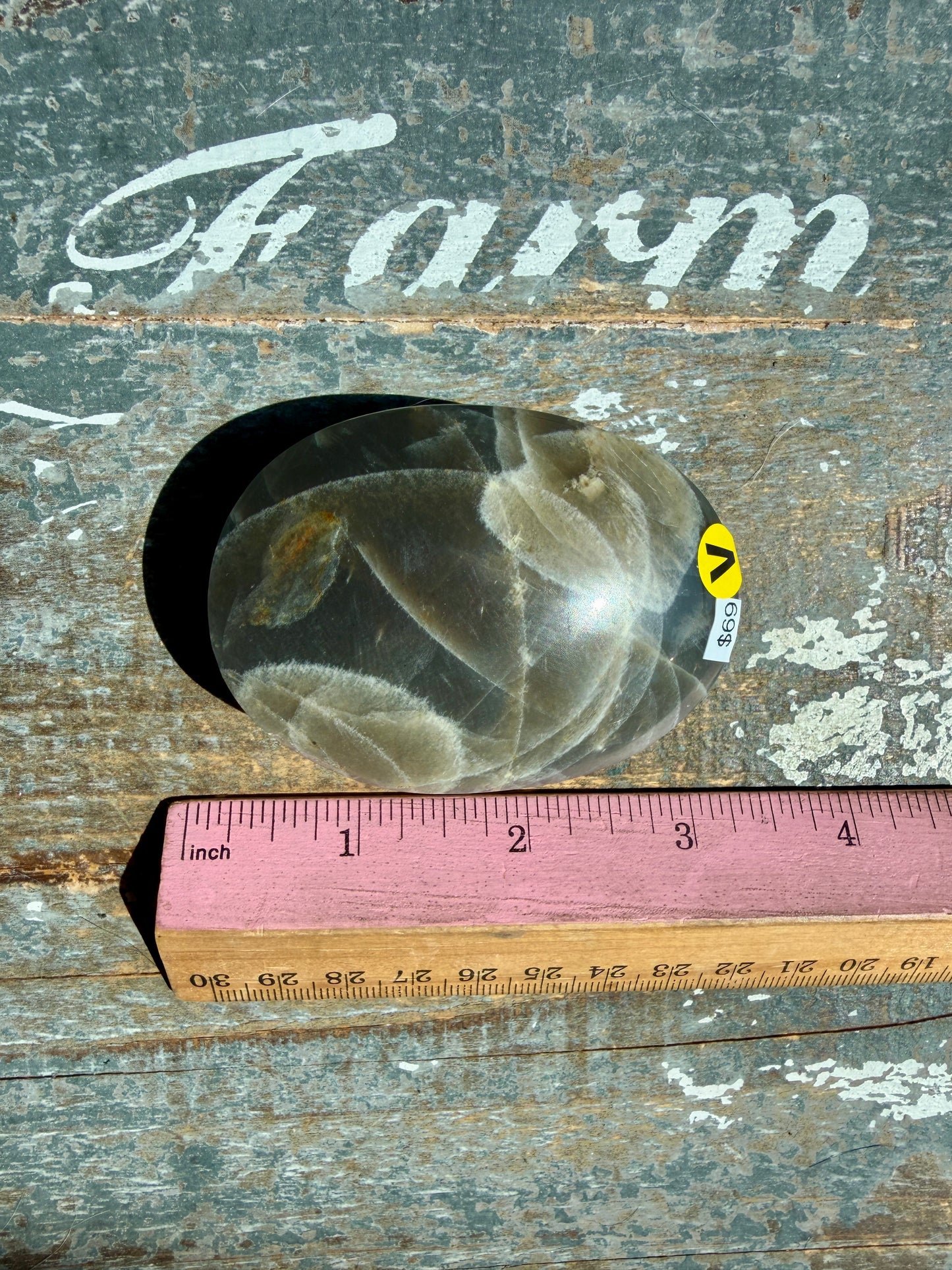 Gorgeous Black Moonstone Palm Stone from Madagascar | Opt V