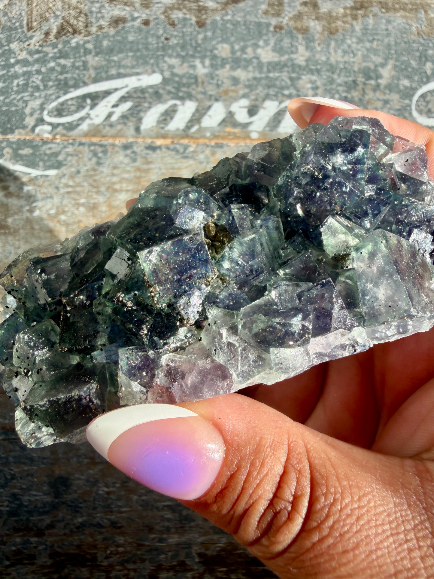 Gorgeous Cubic Dark Blue/Purple Fluorite Specimen coated in Pyrite | Opt 65