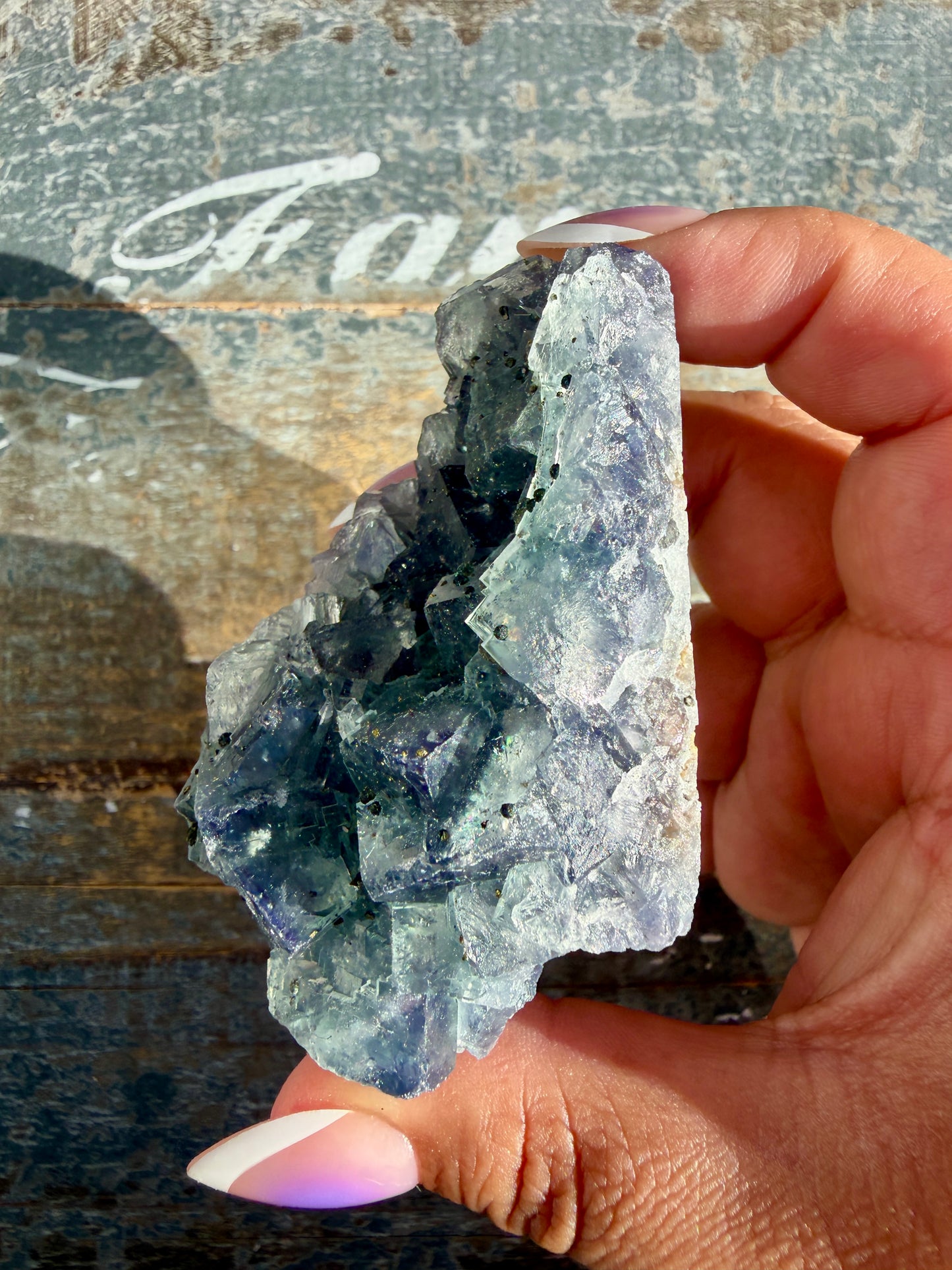 Gorgeous Cubic Dark Blue/Purple Fluorite Specimen coated in Pyrite | Opt 67