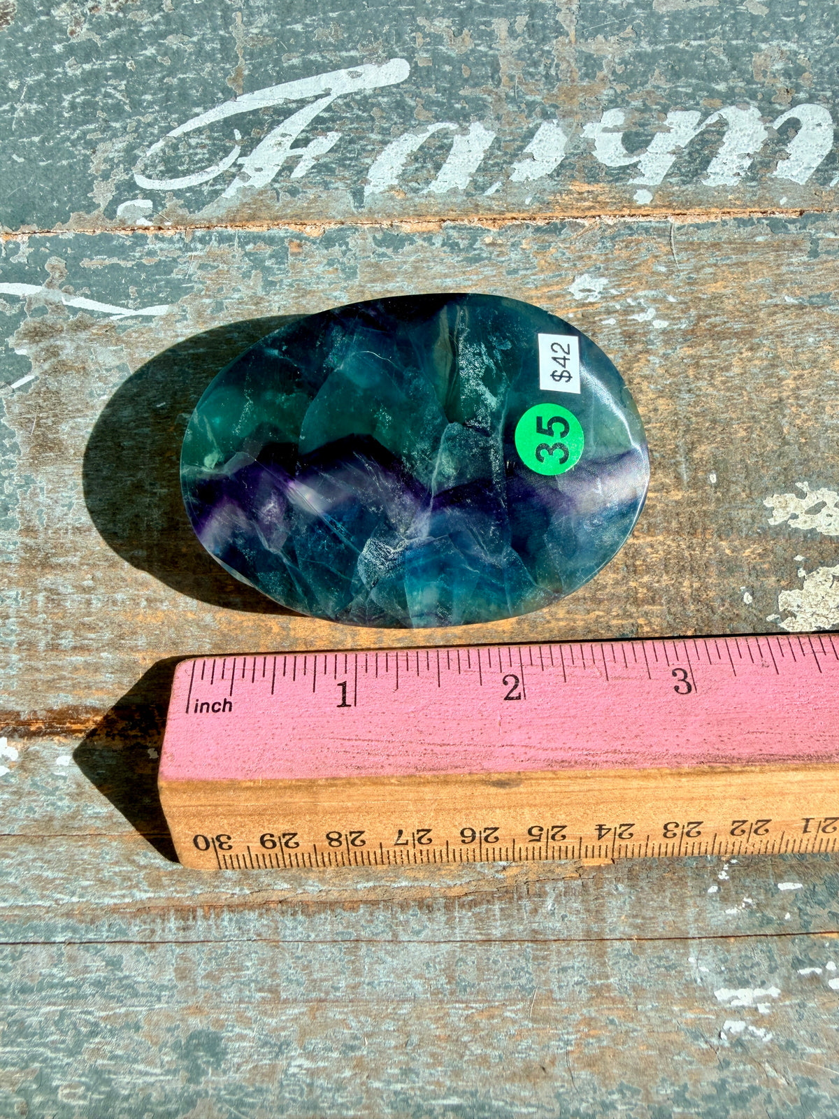 Gorgeous High Quality Rainbow Fluorite Palm Stone | China | Opt 35