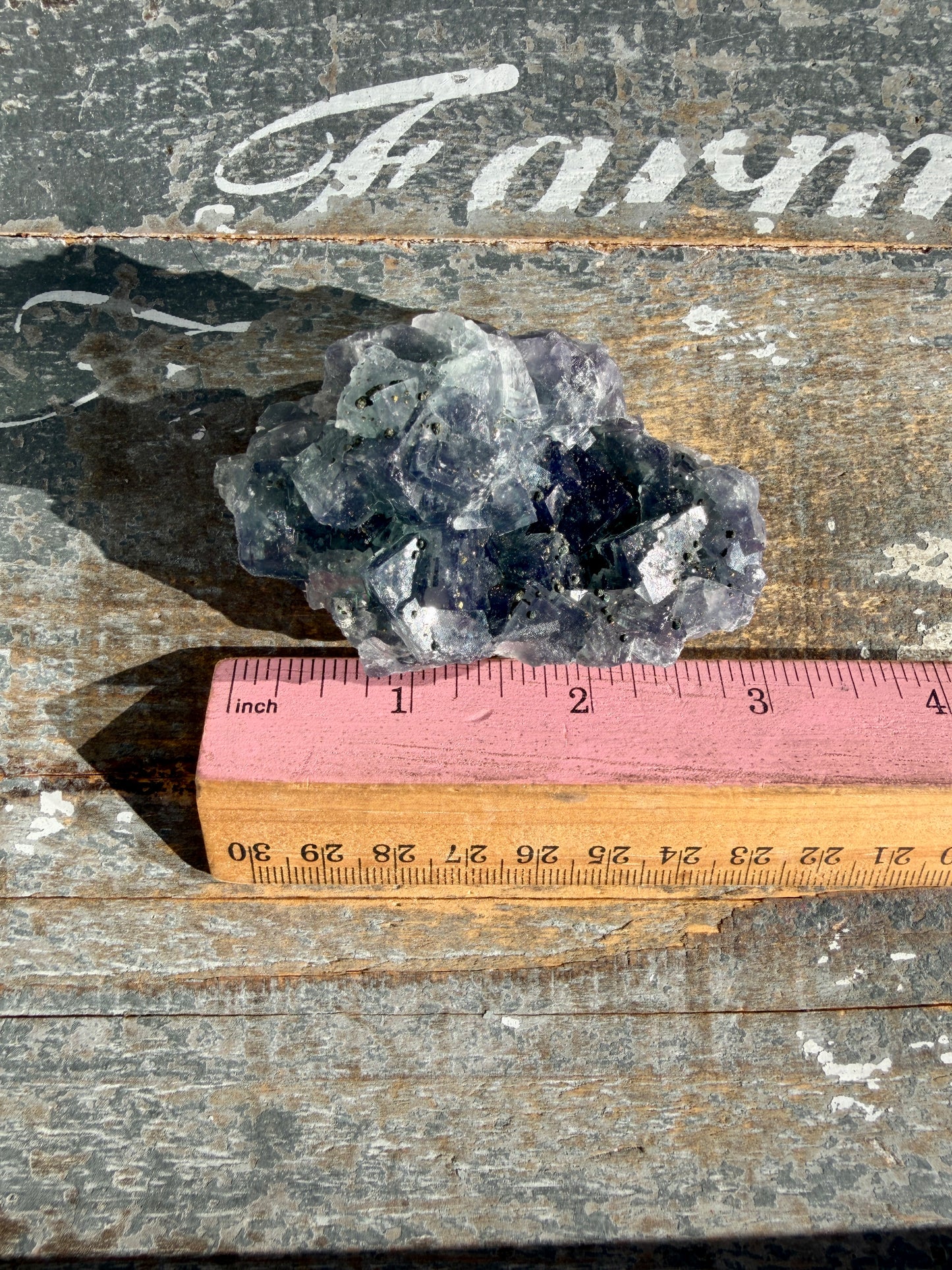 Gorgeous Cubic Dark Blue/Purple Fluorite Specimen coated in Pyrite | Opt 67