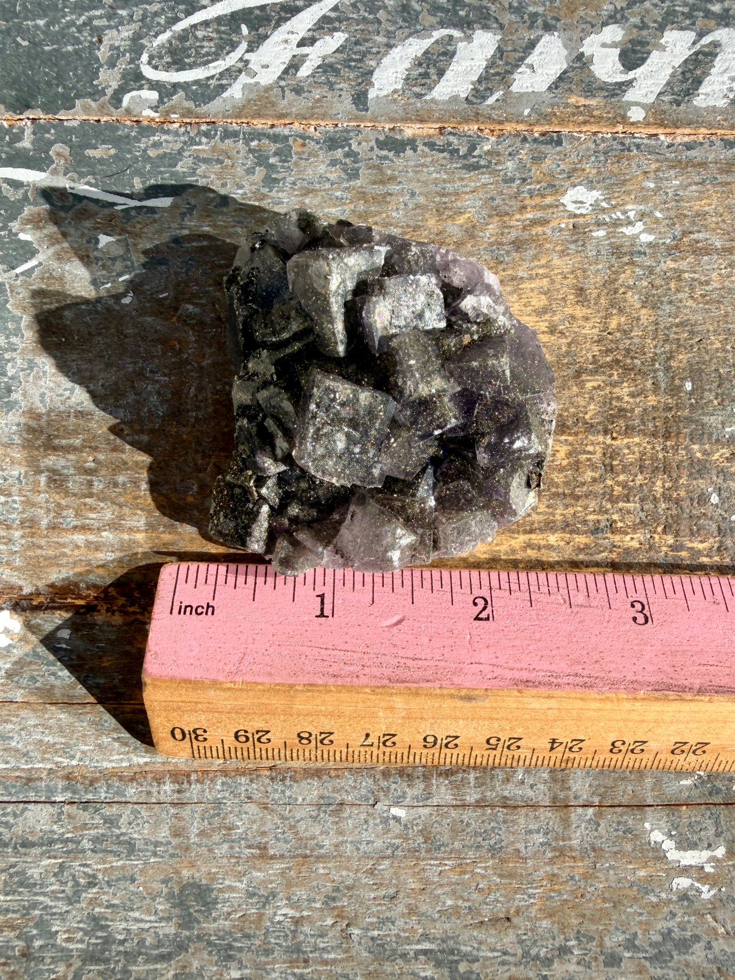 Gorgeous Cubic Dark Blue/Purple Fluorite Specimen coated in Pyrite | Opt 62