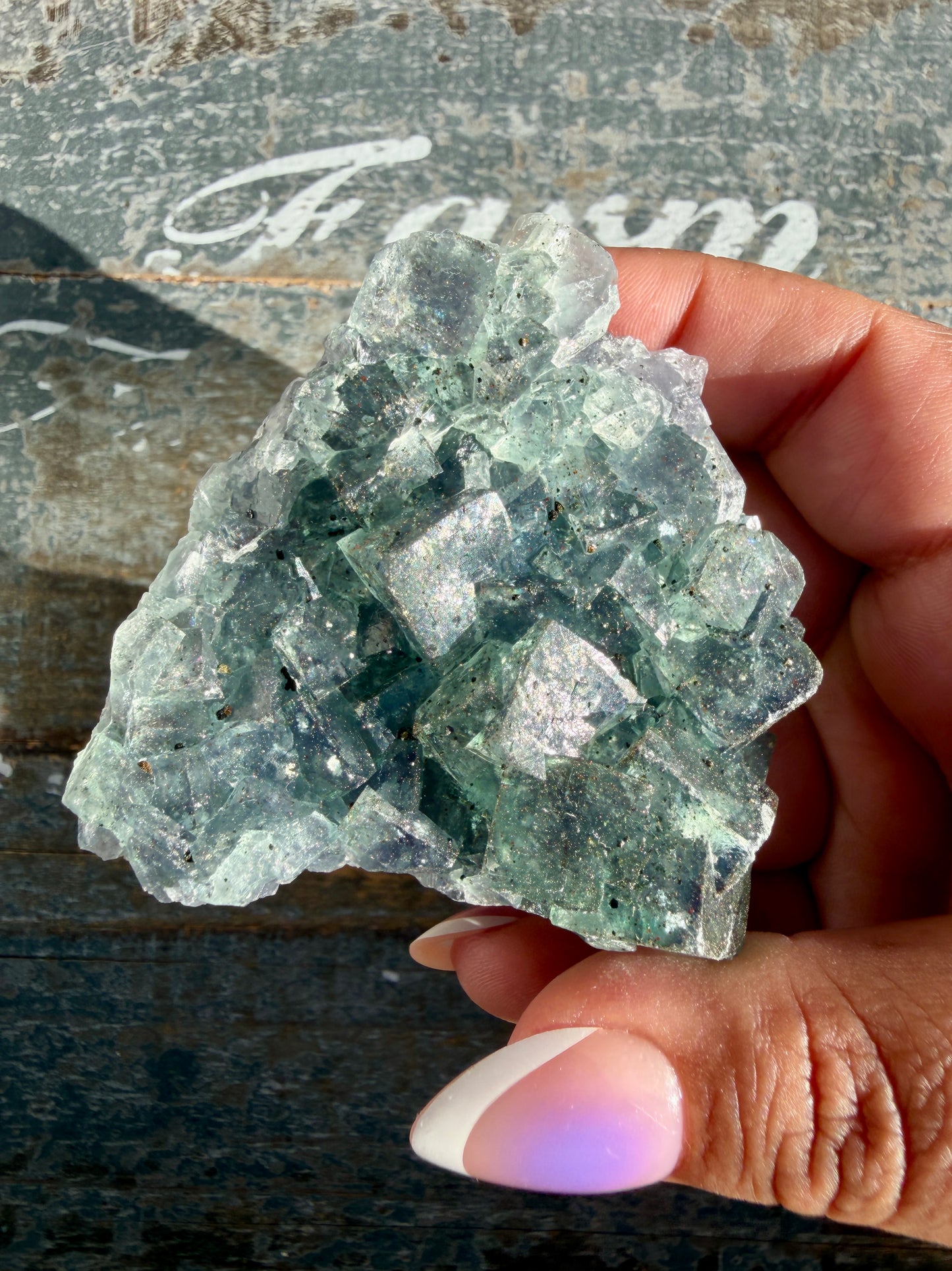Gorgeous Cubic Dark Blue/Purple Fluorite Specimen coated in Pyrite | Opt 69
