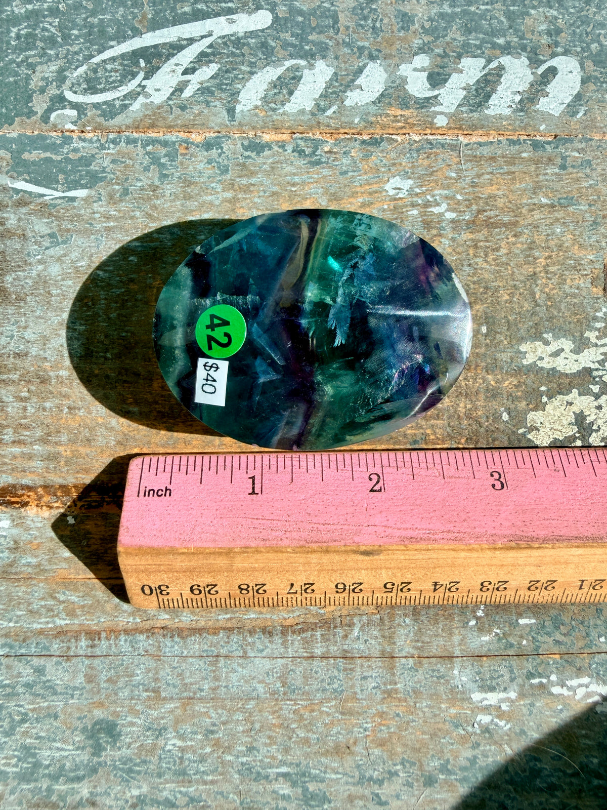 Gorgeous High Quality Rainbow Fluorite Palm Stone | China | Opt 42