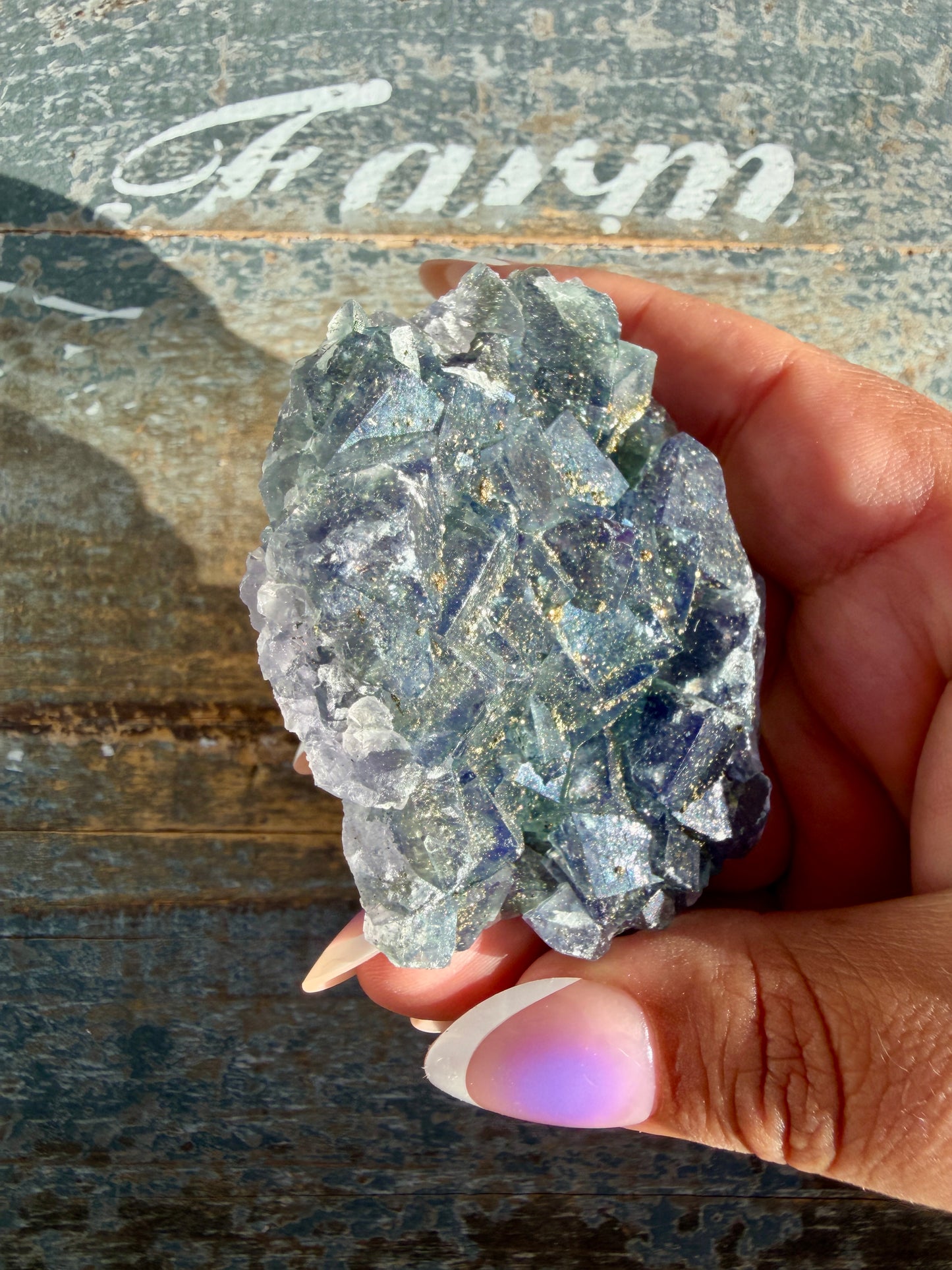 Gorgeous Cubic Dark Blue/Purple Fluorite Specimen coated in Pyrite | Opt 63