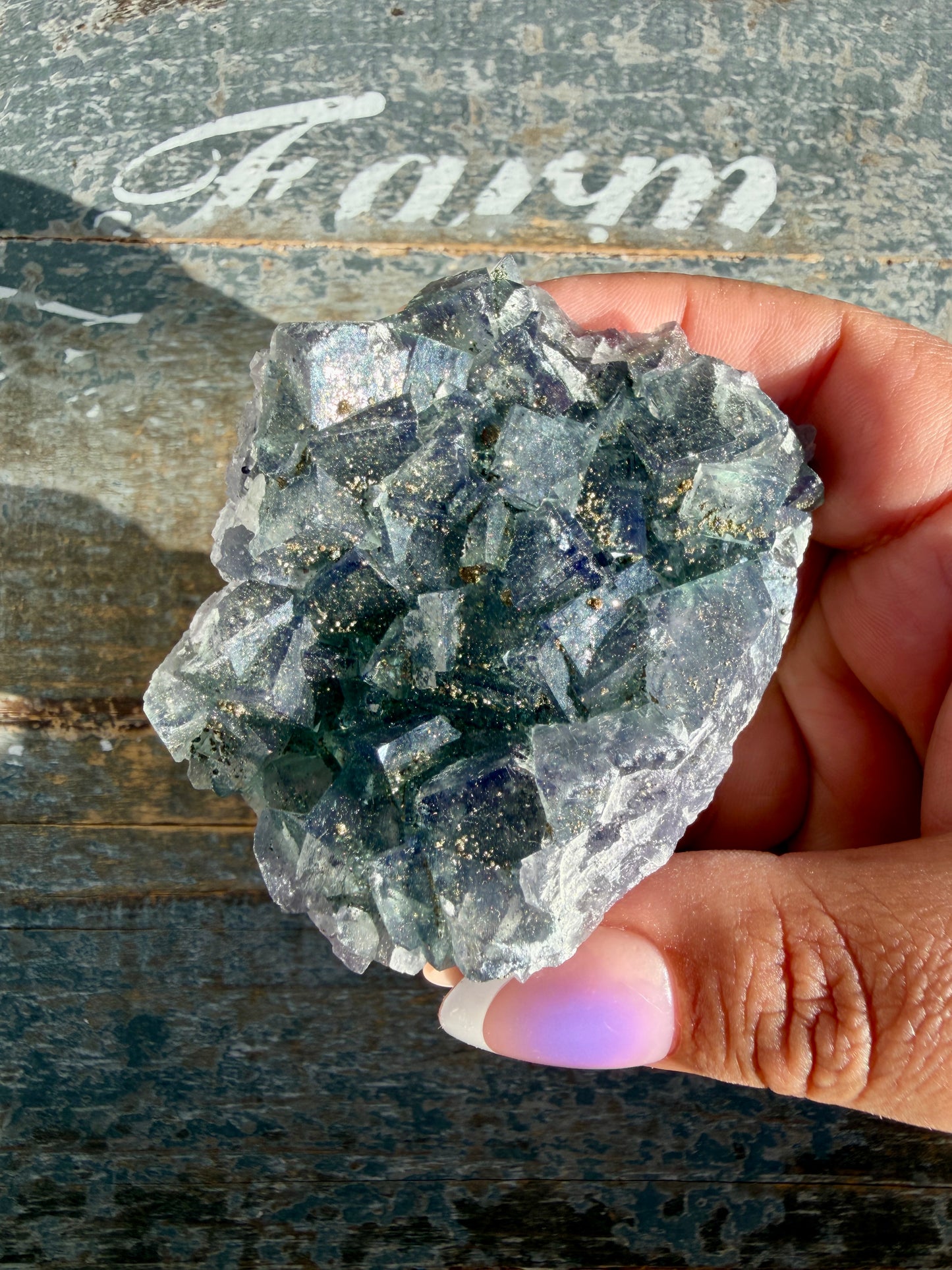 Gorgeous Cubic Dark Blue/Purple Fluorite Specimen coated in Pyrite | Opt 63