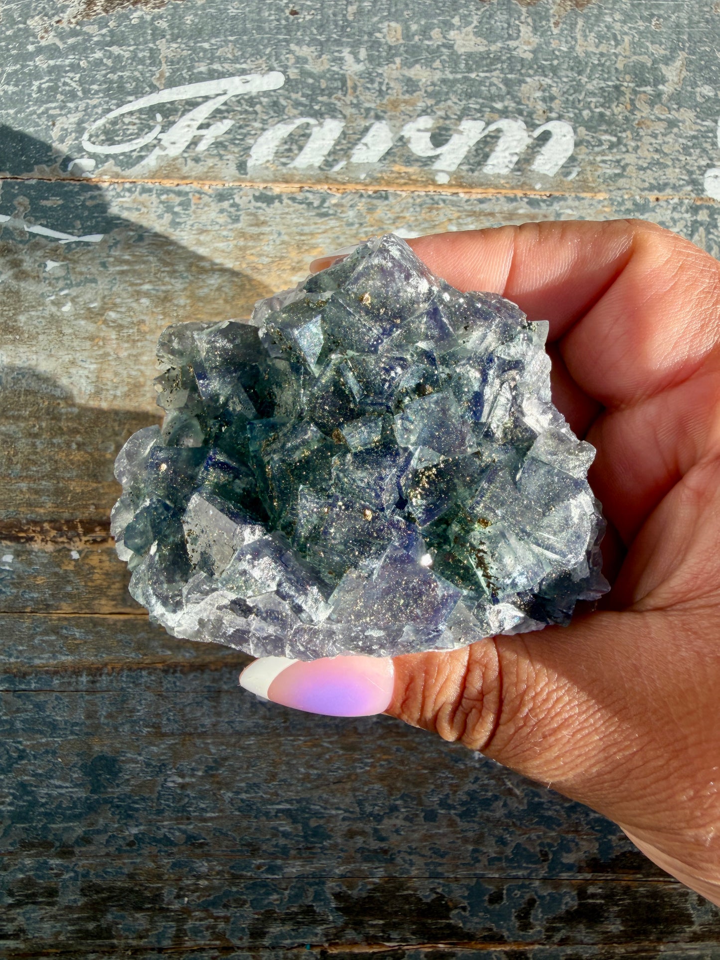 Gorgeous Cubic Dark Blue/Purple Fluorite Specimen coated in Pyrite | Opt 63