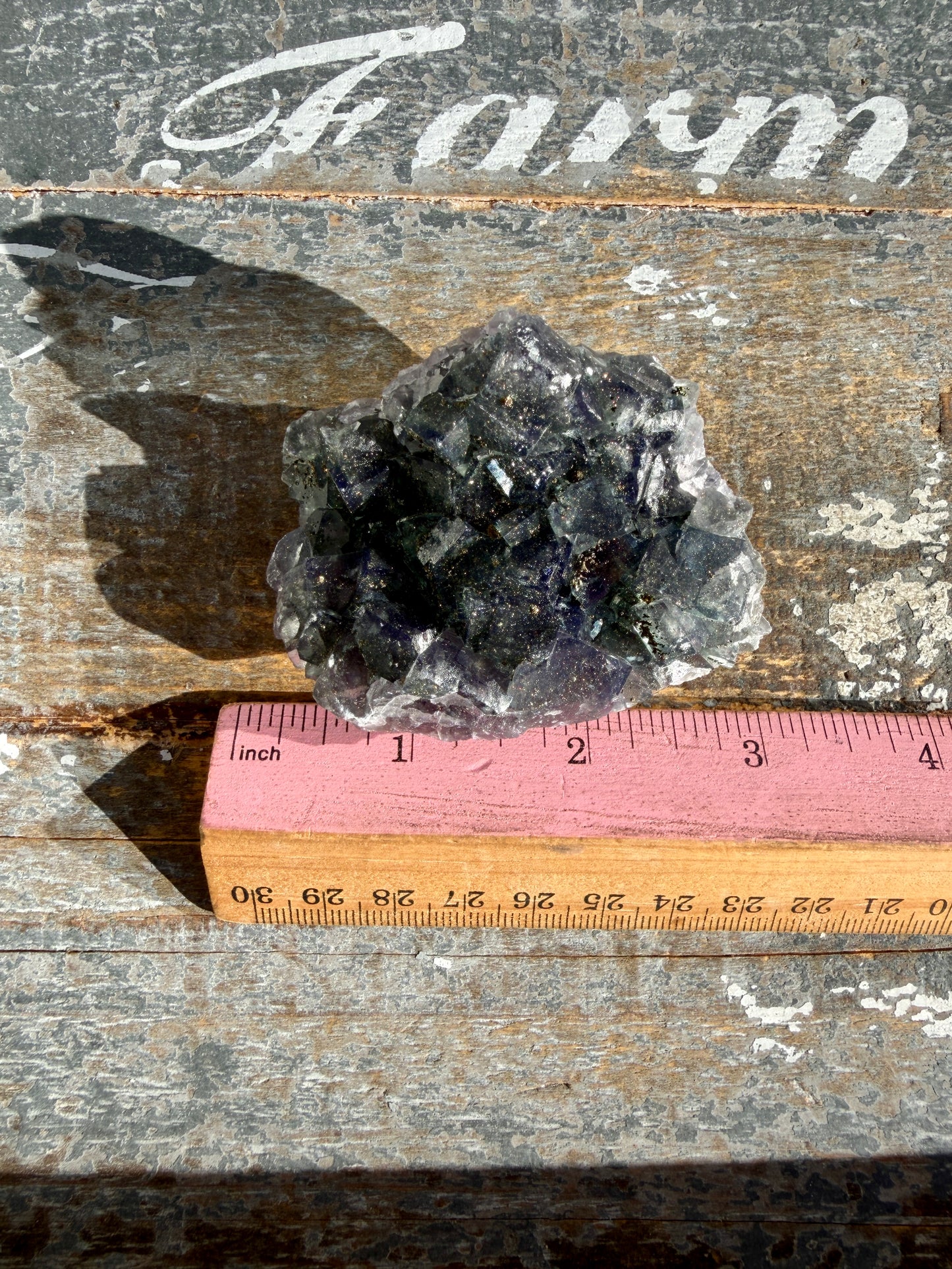 Gorgeous Cubic Dark Blue/Purple Fluorite Specimen coated in Pyrite | Opt 63