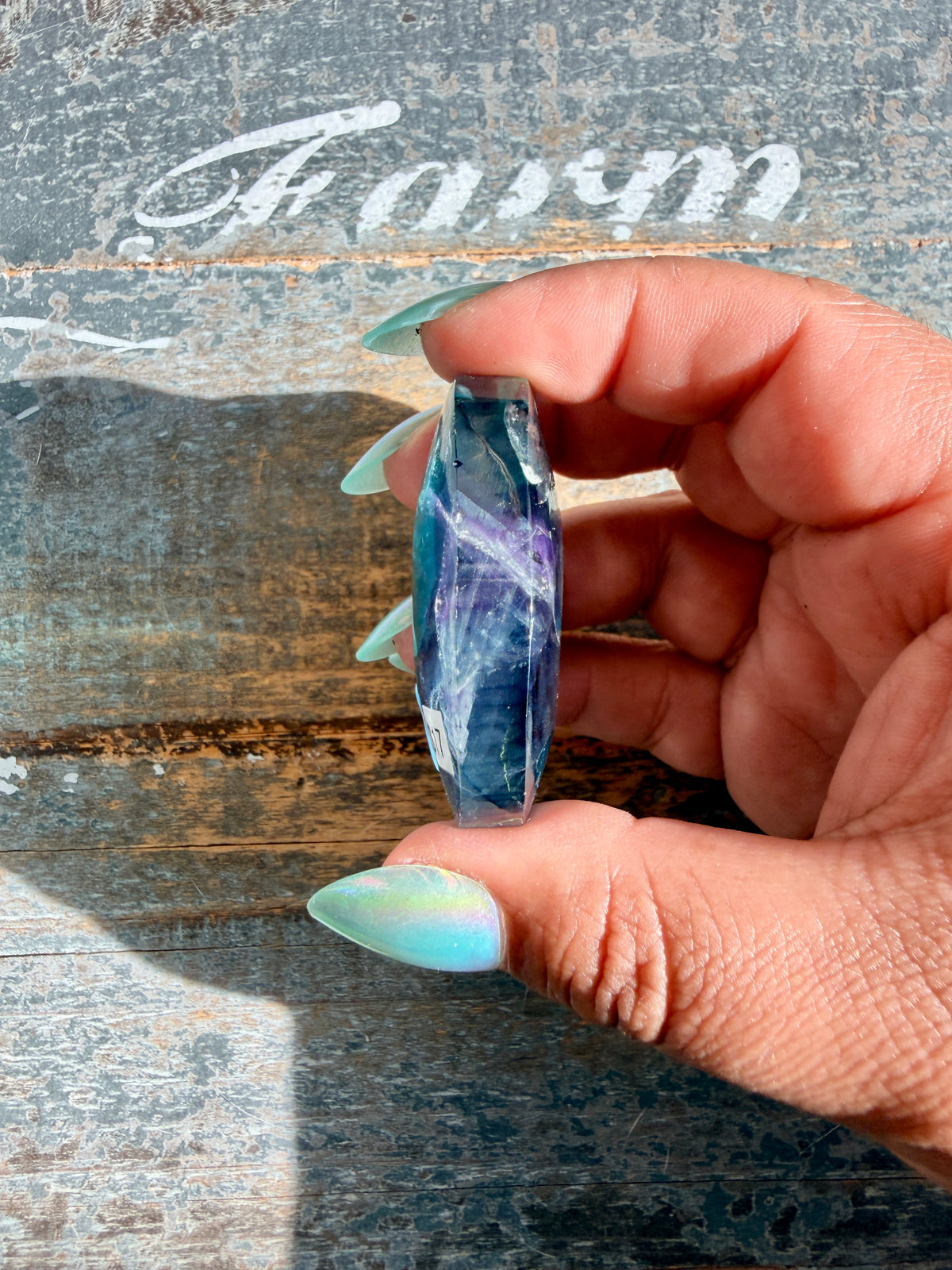 Gorgeous High Quality Rainbow Fluorite Palm Stone | China | Opt 43