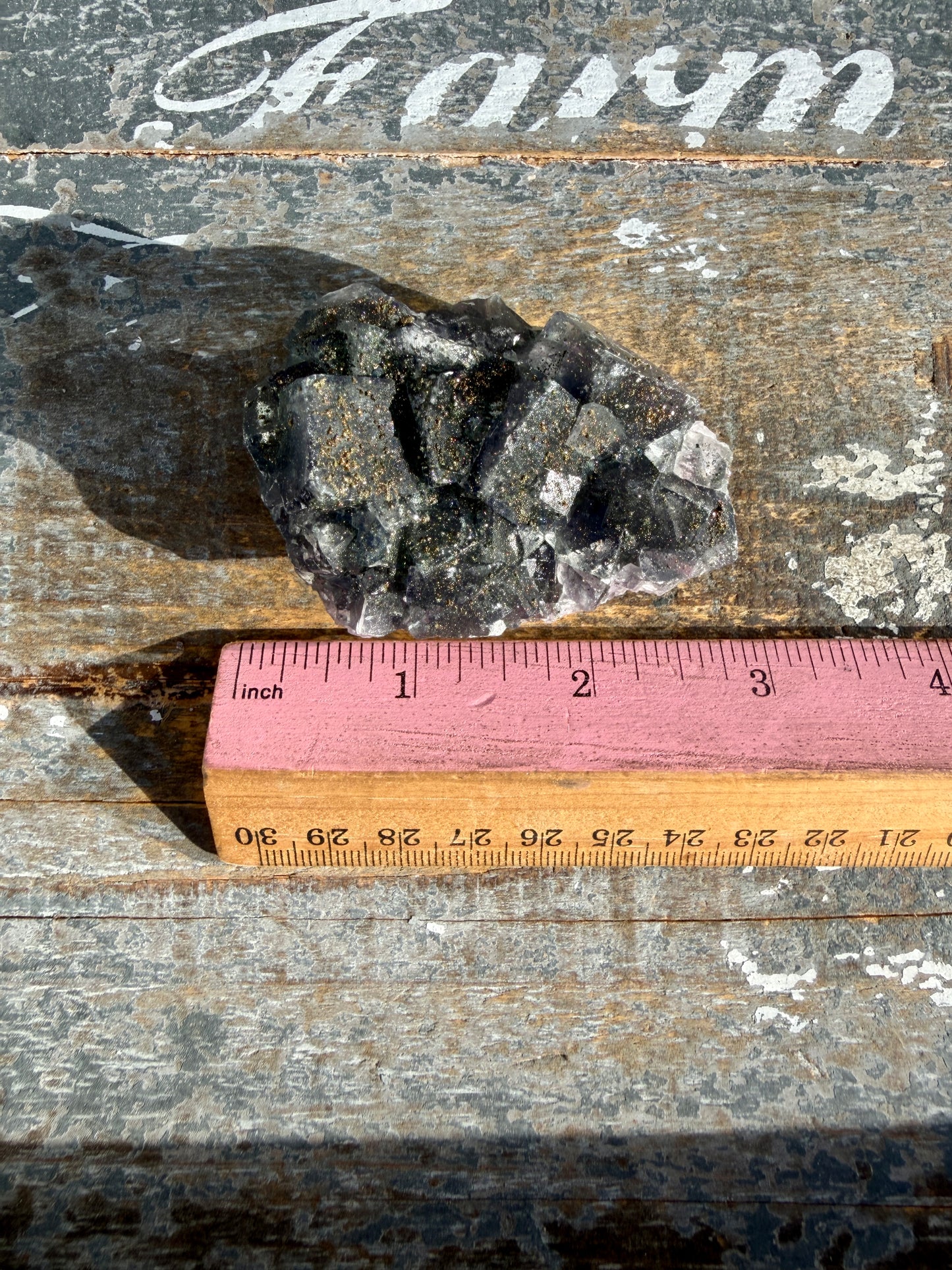 Gorgeous Cubic Dark Blue/Purple Fluorite Specimen coated in Pyrite | Opt 72