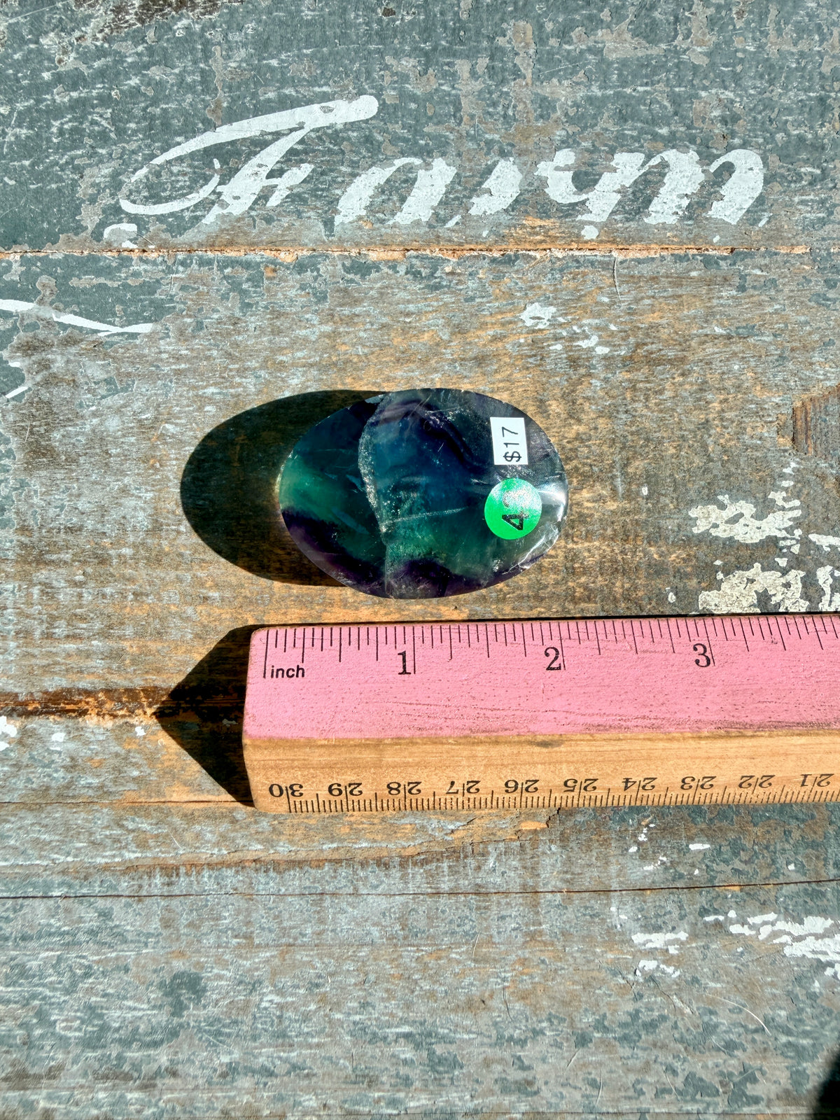 Gorgeous High Quality Rainbow Fluorite Palm Stone | China | Opt 43