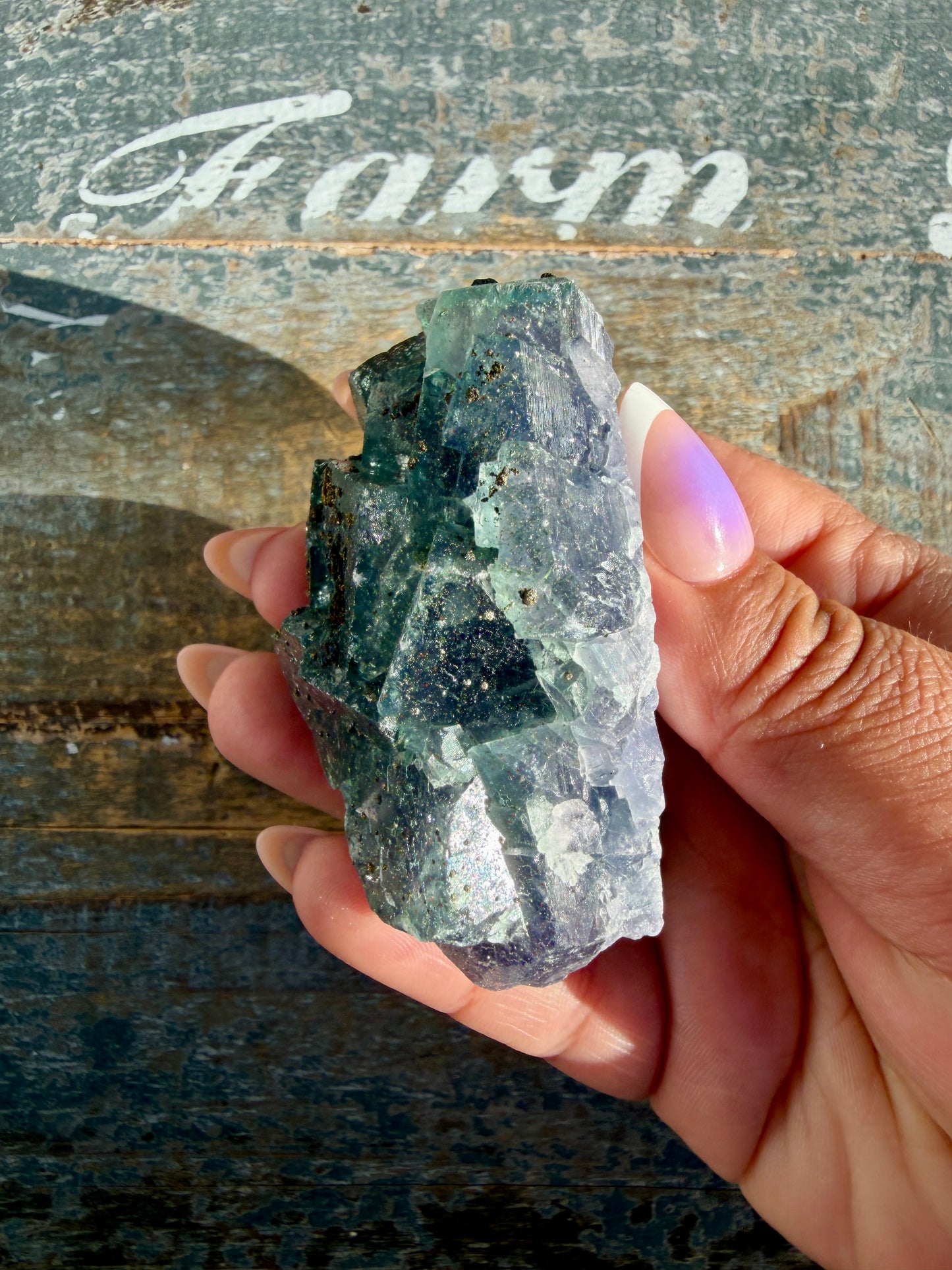 Gorgeous Cubic Dark Blue/Purple Fluorite Specimen coated in Pyrite | China | Opt 51