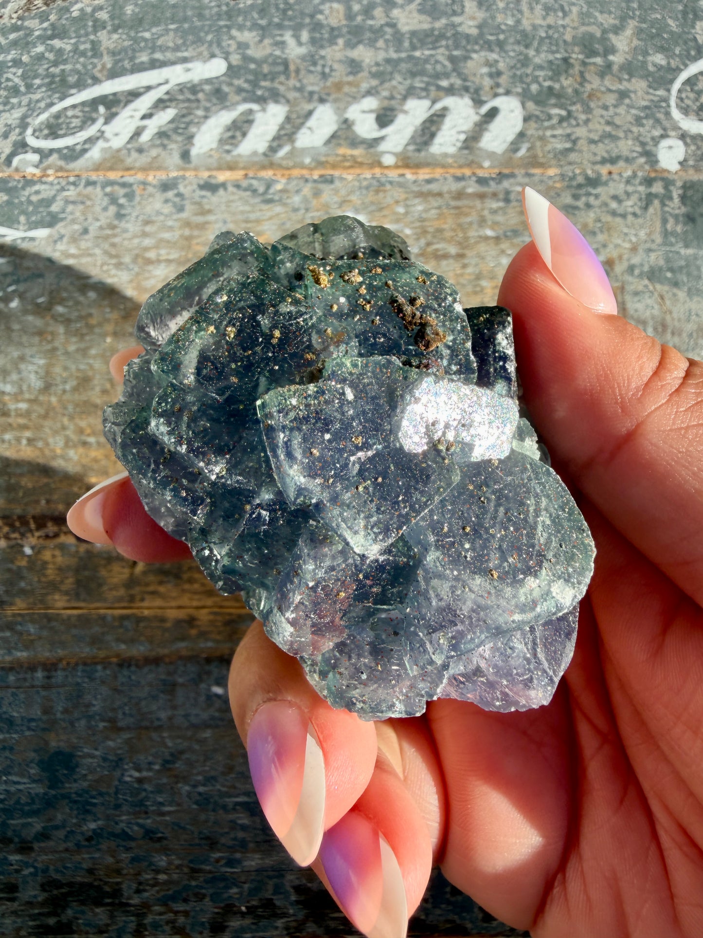 Gorgeous Cubic Dark Blue/Purple Fluorite Specimen coated in Pyrite | China | Opt 51