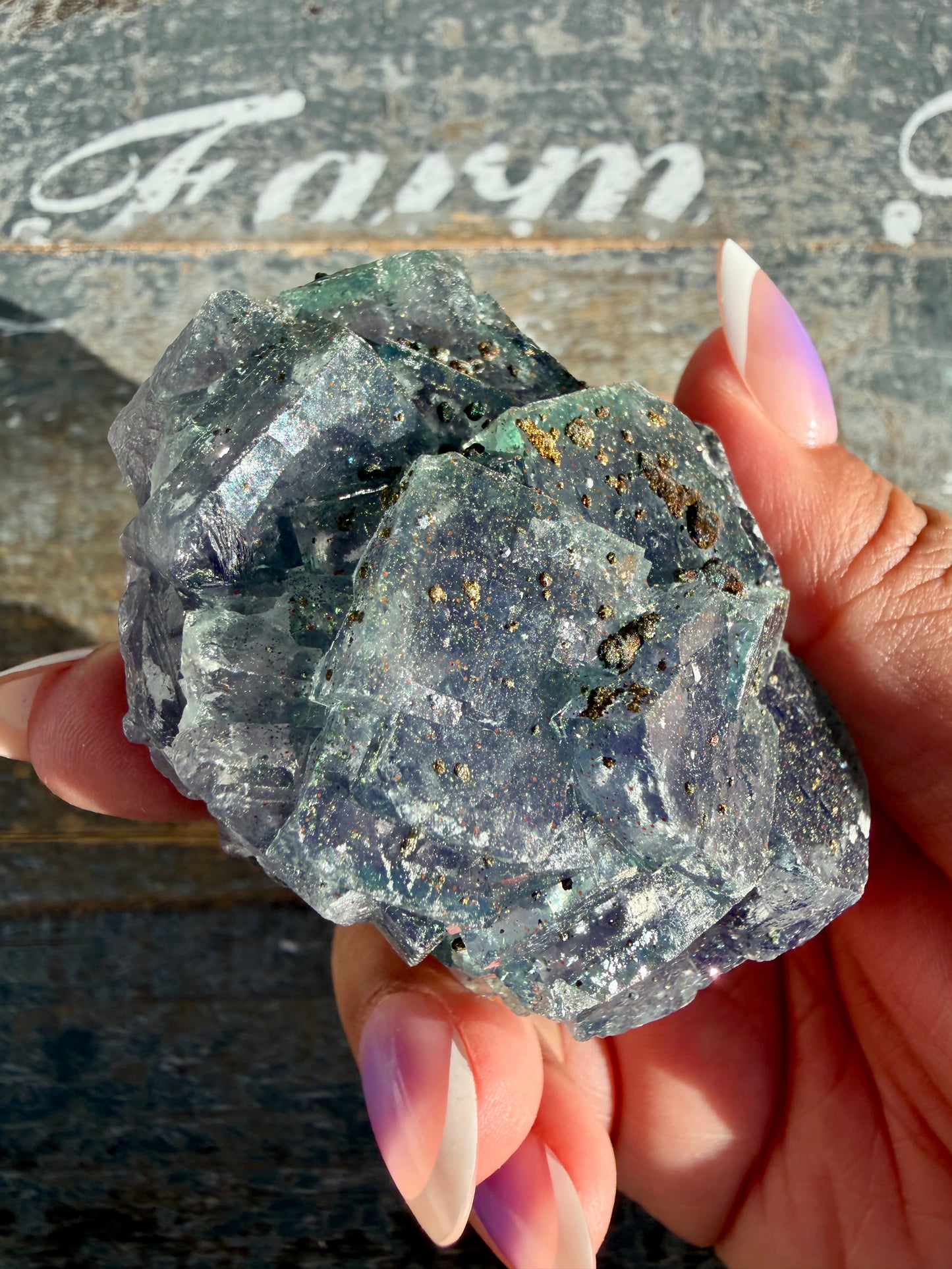 Gorgeous Cubic Dark Blue/Purple Fluorite Specimen coated in Pyrite | China | Opt 51
