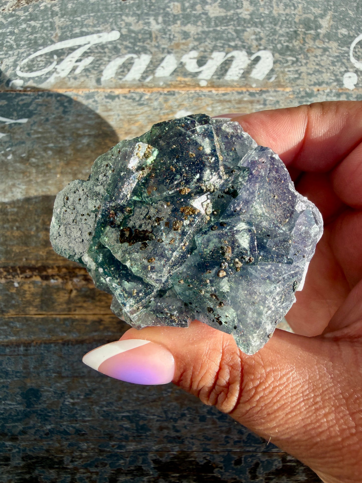Gorgeous Cubic Dark Blue/Purple Fluorite Specimen coated in Pyrite | China | Opt 51