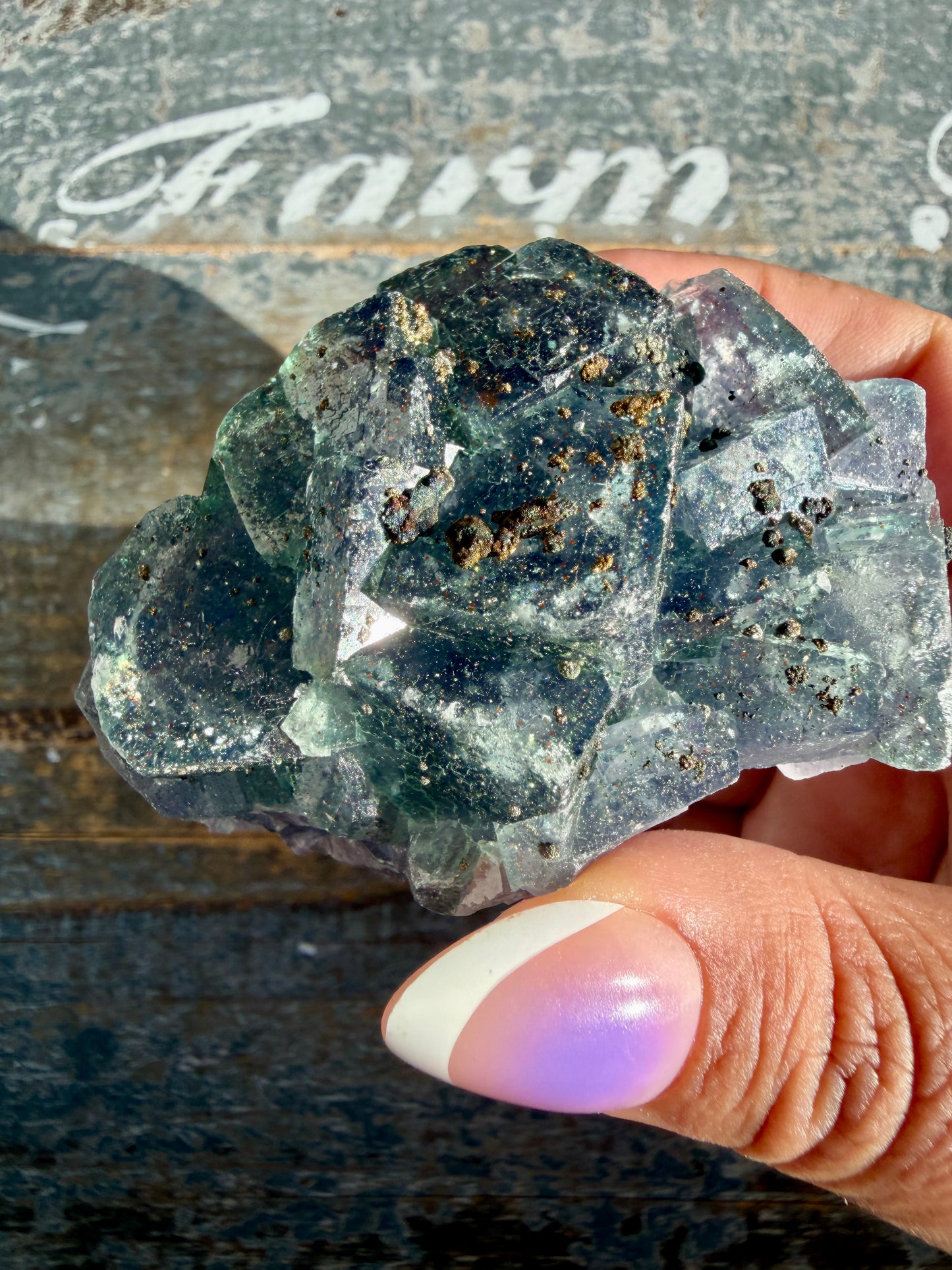 Gorgeous Cubic Dark Blue/Purple Fluorite Specimen coated in Pyrite | China | Opt 51