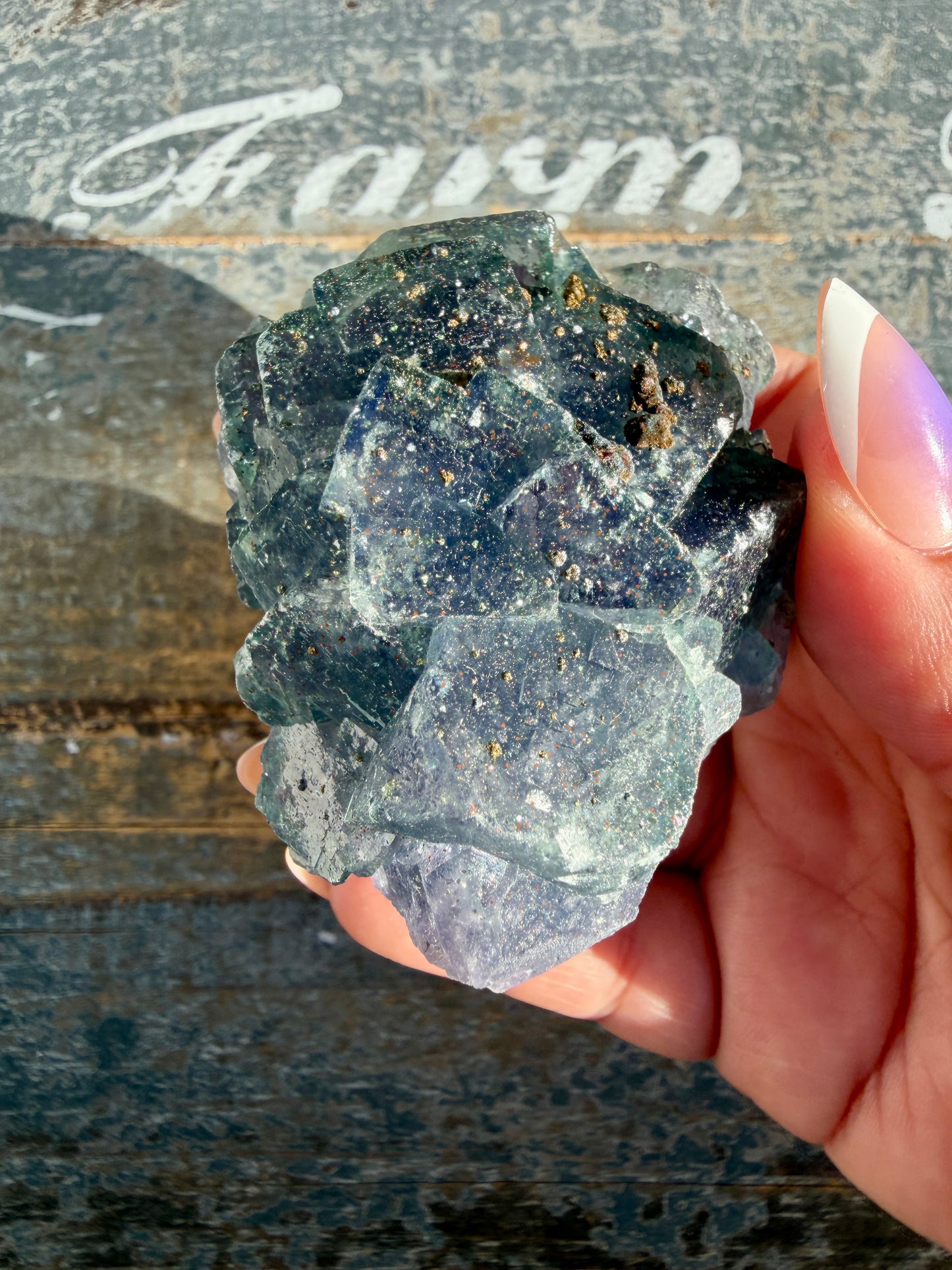 Gorgeous Cubic Dark Blue/Purple Fluorite Specimen coated in Pyrite | China | Opt 51
