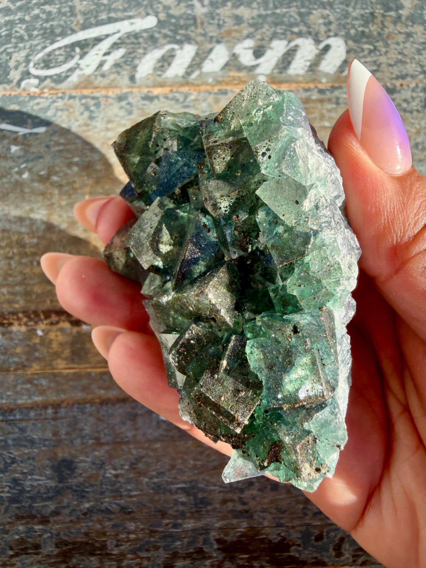 Gorgeous Cubic Dark Blue/Purple Fluorite Specimen coated in Pyrite | China | Opt 53