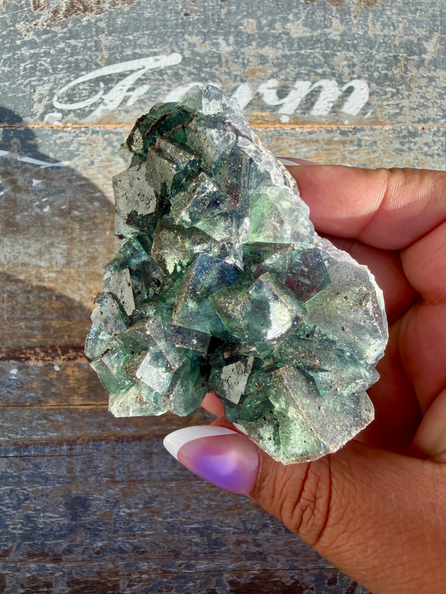 Gorgeous Cubic Dark Blue/Purple Fluorite Specimen coated in Pyrite | China | Opt 53