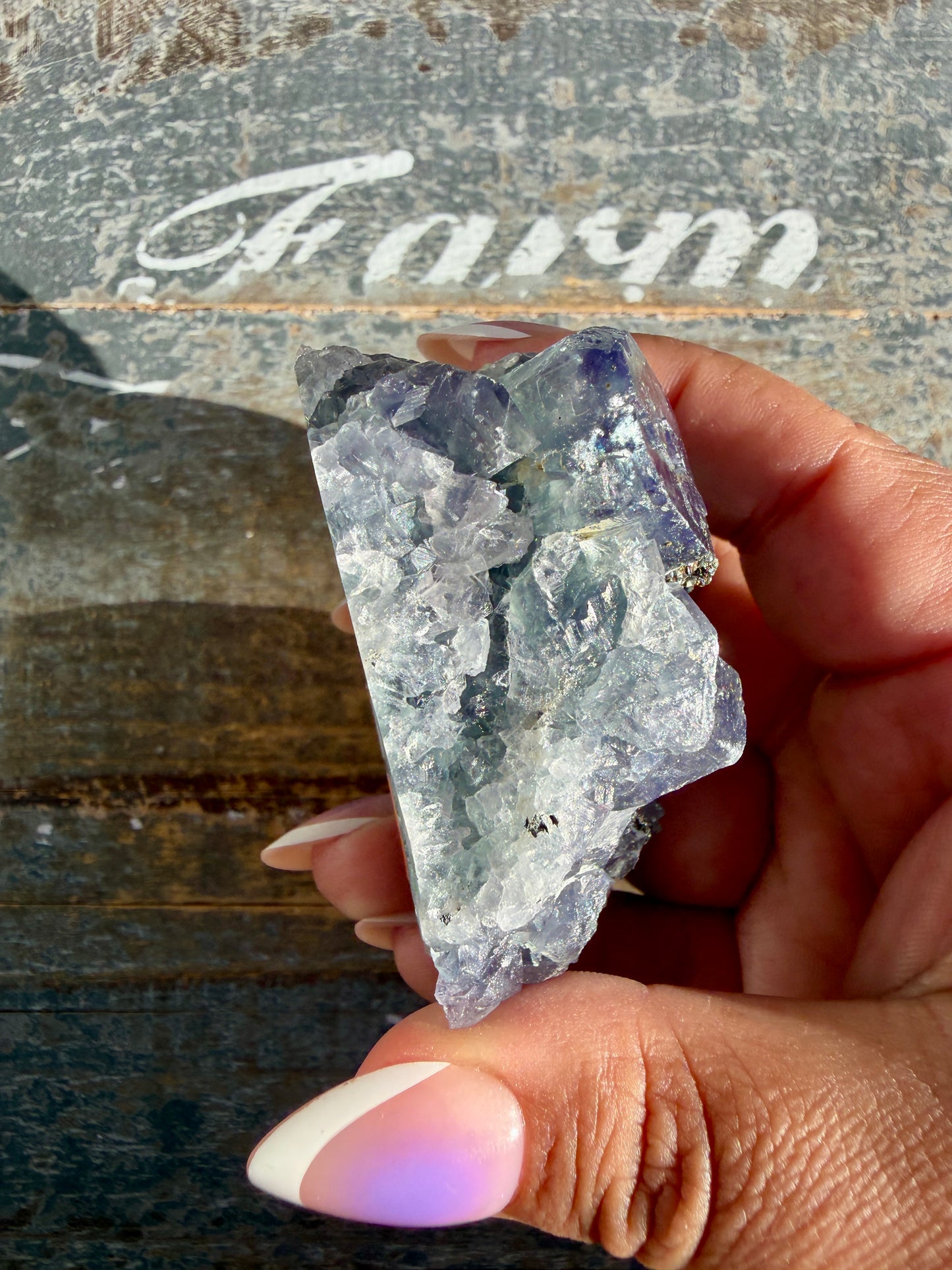 Gorgeous Cubic Dark Blue/Purple Fluorite Specimen coated in Pyrite | China | Opt 52