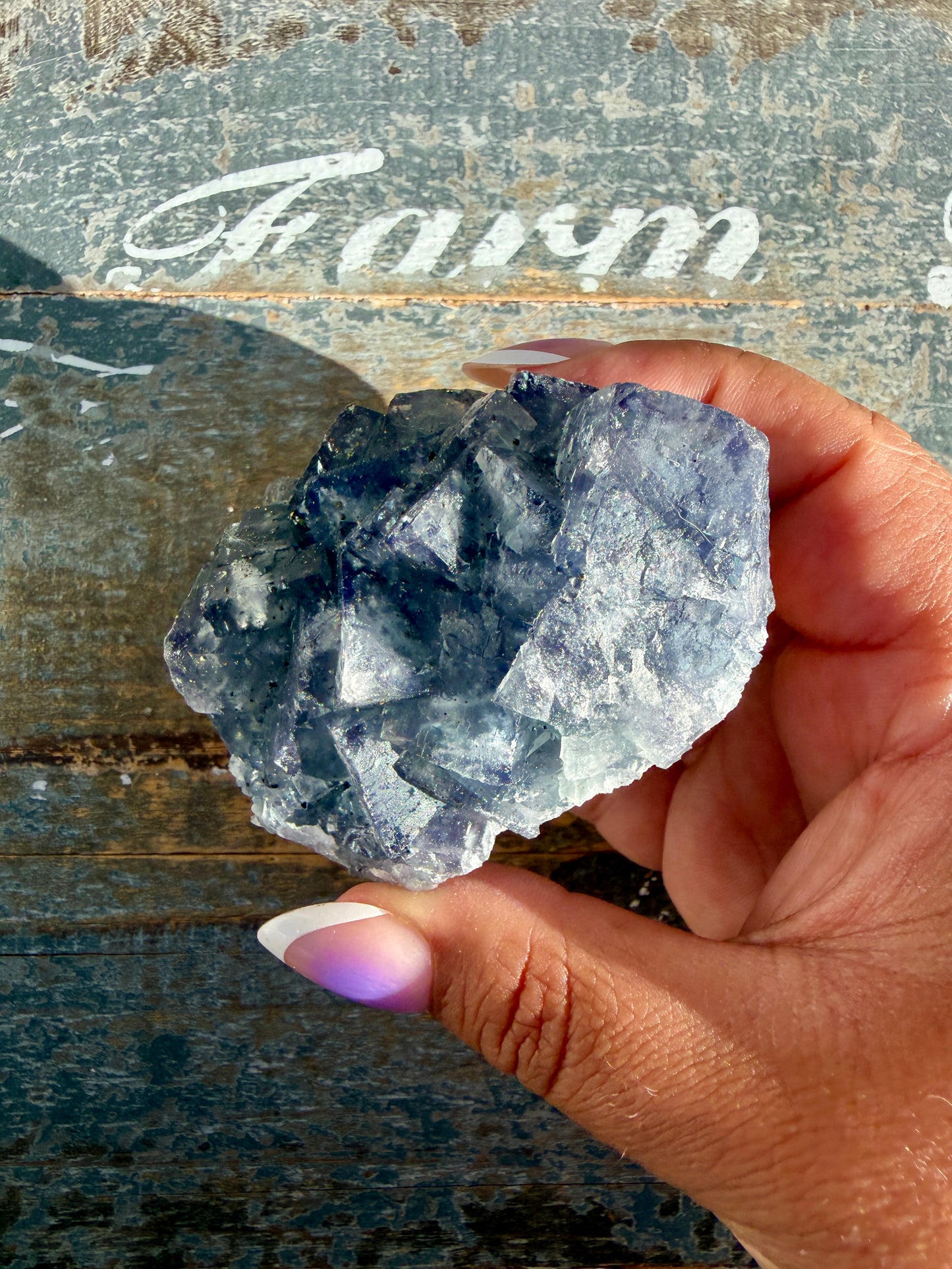 Gorgeous Cubic Dark Blue/Purple Fluorite Specimen coated in Pyrite | China | Opt 54