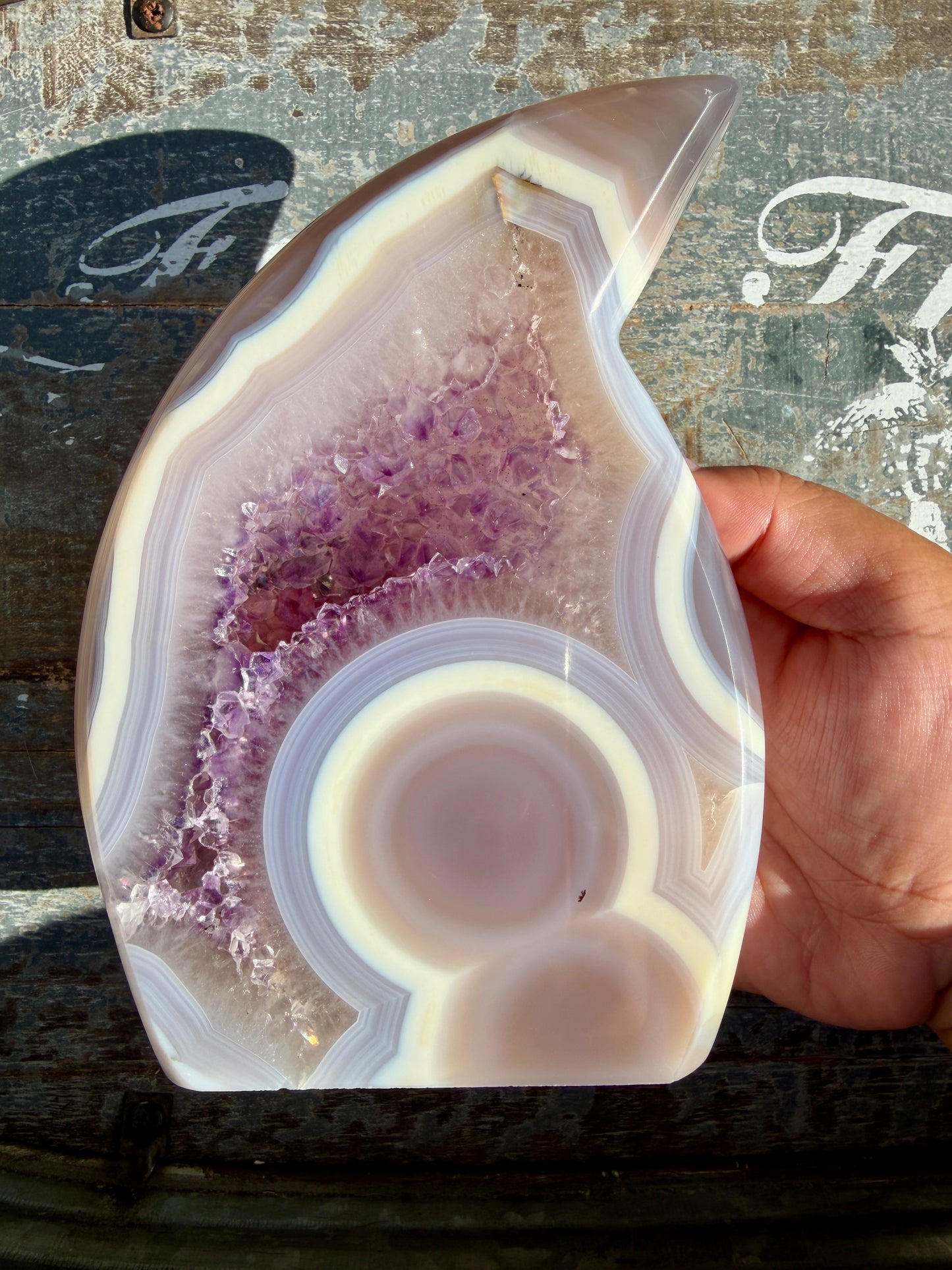 Gorgeous High Quality Banded Agate & Amethyst Flame | Brazil | Opt V