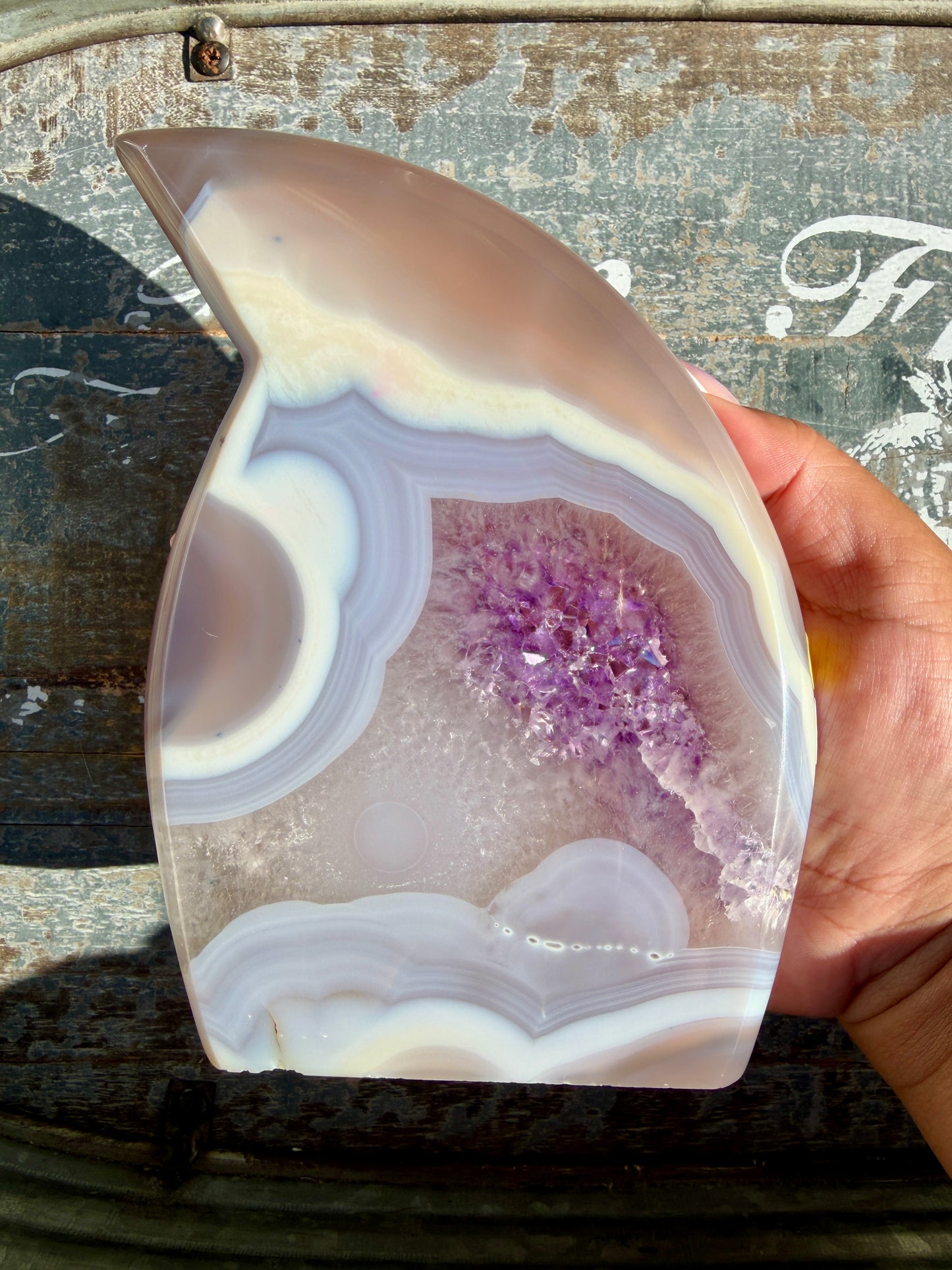 Gorgeous High Quality Banded Agate & Amethyst Flame | Brazil | Opt V