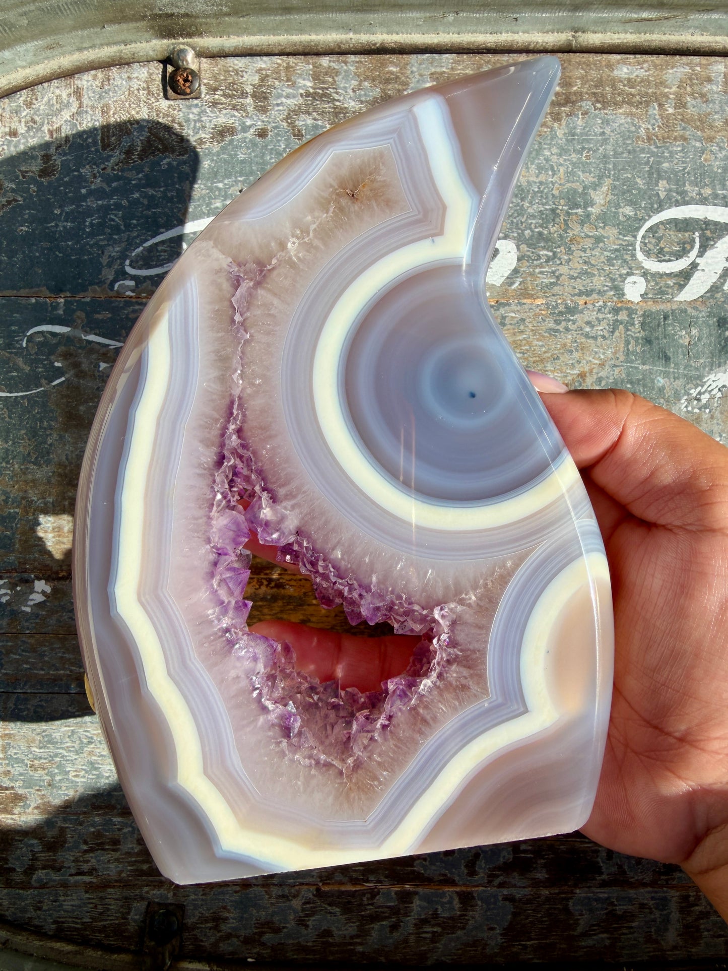 Gorgeous High Quality Banded Agate & Amethyst Flame | Brazil | Opt W
