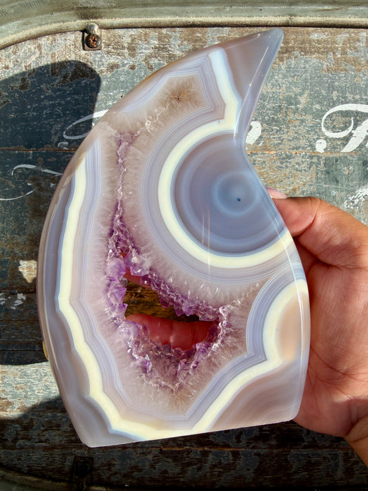 Gorgeous High Quality Banded Agate & Amethyst Flame | Brazil | Opt W