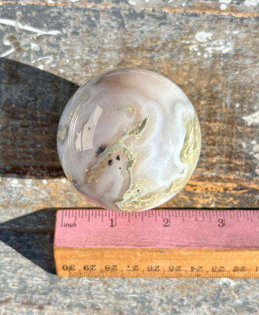 Gorgeous High Quality Moss Agate Sphere with Dendritic Inclusions